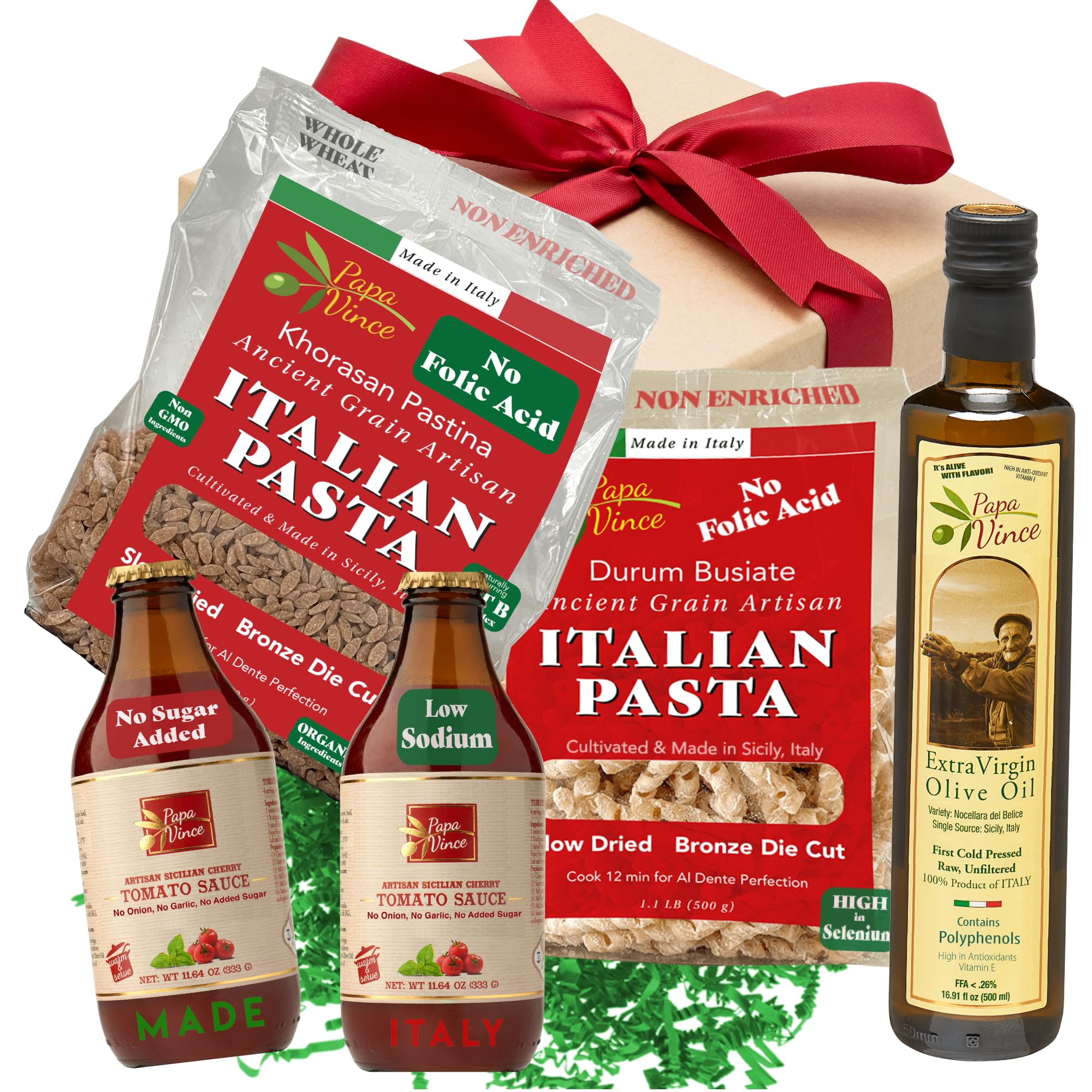 Papa Vince Authentic Italian Food Gift Basket - Handcrafted in Sicily with Organic Locally Sourced Ingredients | Gourmet Italian Gifts for Holidays, Housewarming & Special Occasions