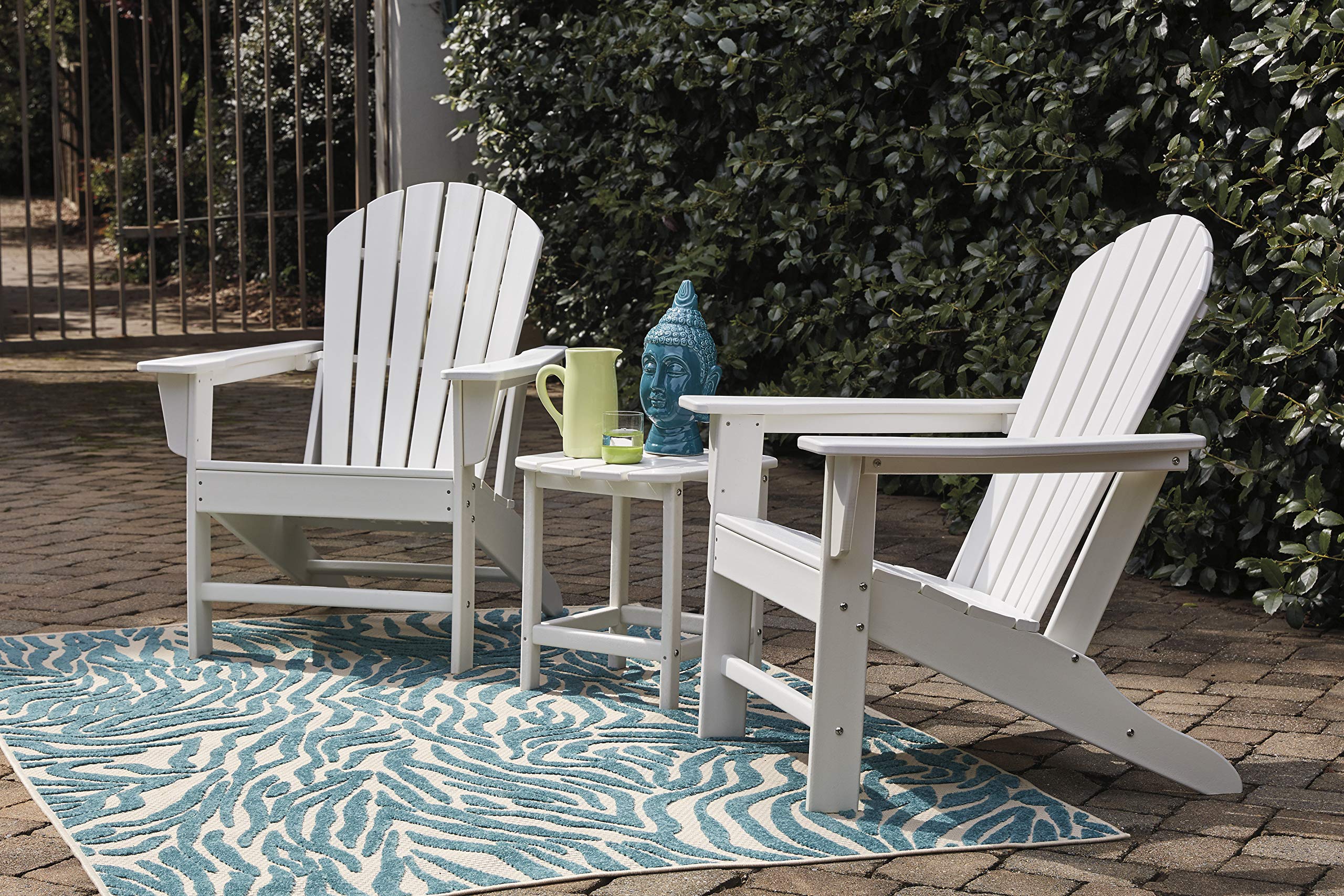 Signature Design by Ashley Sundown Treasure Outdoor Patio HDPE Weather Resistant Adirondack Chair in White - Perfect for Backyard, Garden, Poolside & Beach Relaxation