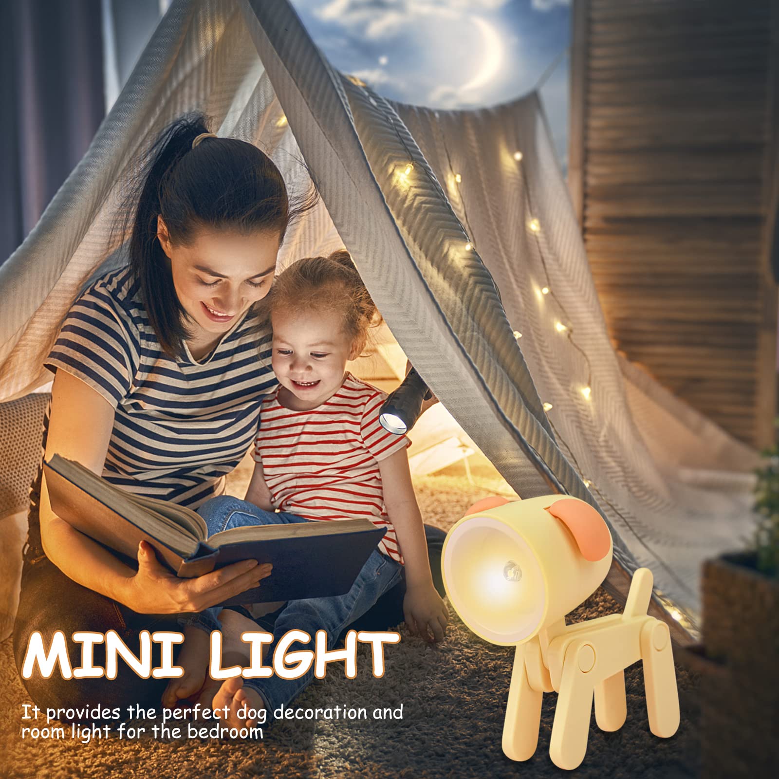 Mini Cute Cartoon DIY Dog Night Light - Portable LED Desk Lamp with Adjustable Phone Holder & Eye Protection - Blue Dog Night Lamp for Kids, Baby, Children's Bedrooms | Perfect for Bedtime Stories, Nursery Decor & Cozy Reading