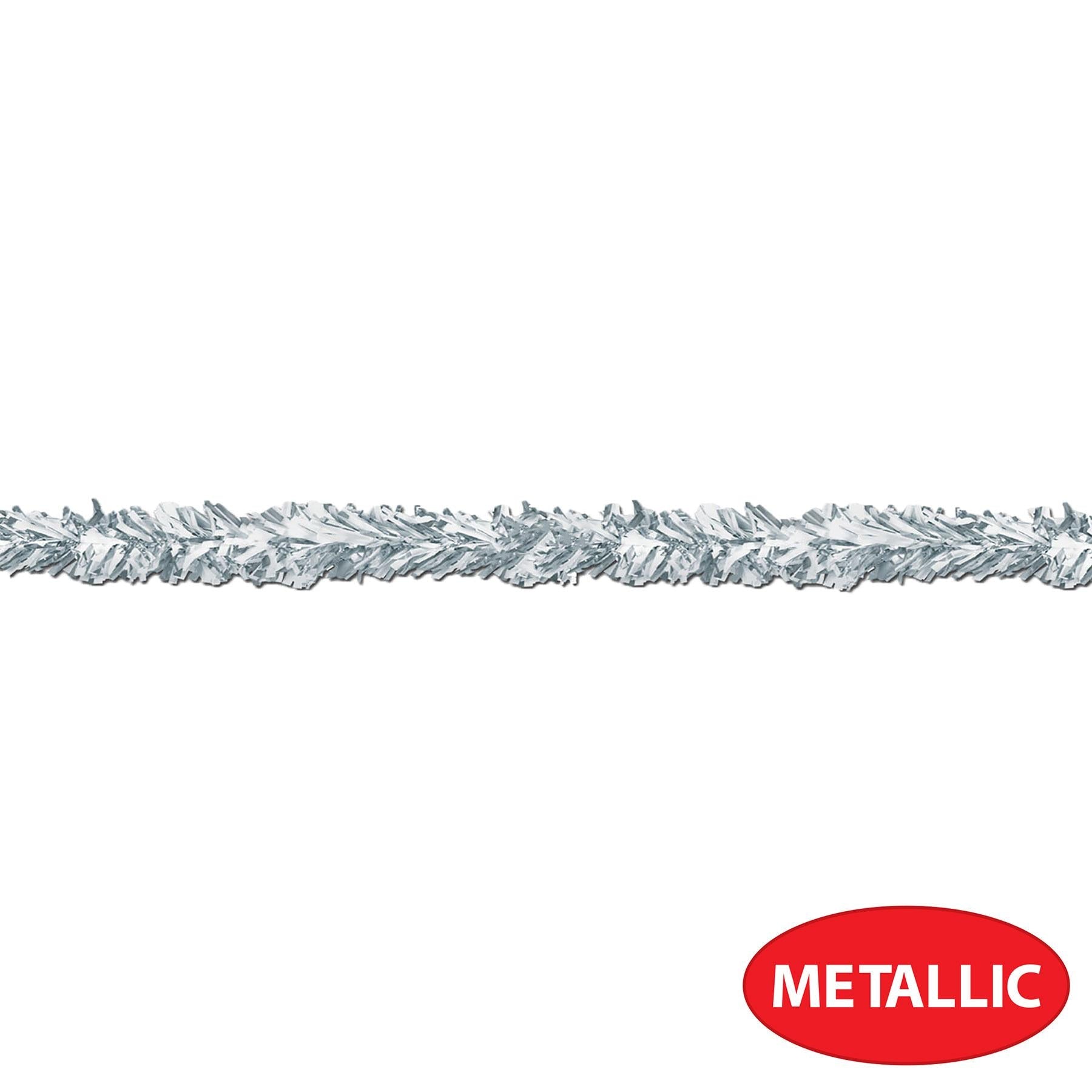 12 Pack Beistle 6-Ply Metallic Party Garland - White - Perfect for Birthday Decorations, Christmas Tree Trimming & Holiday Party Decor