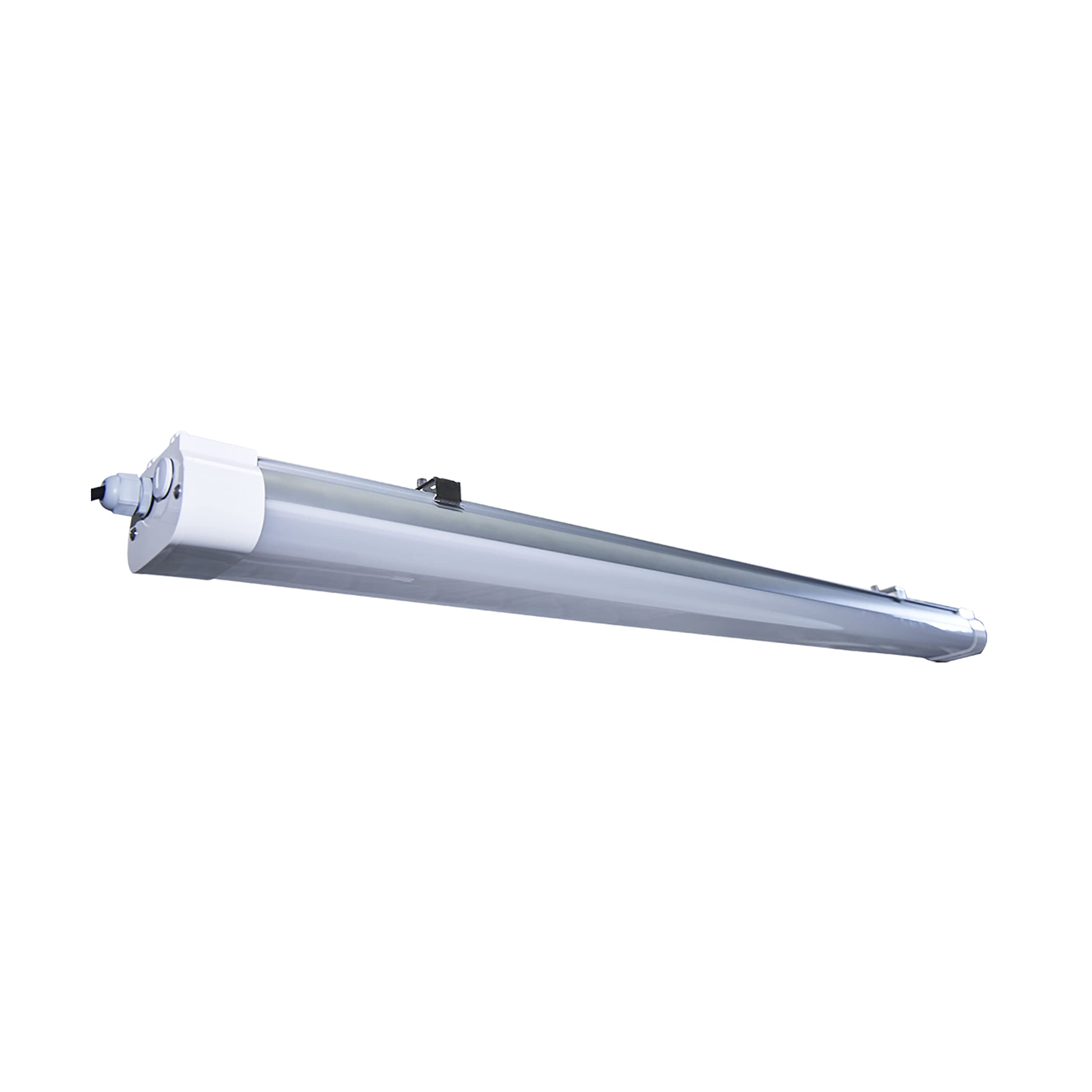 50W 4FT LED Tri-Proof Linear Fixture with Microwave Sensor - CCT Selectable (3000K-6500K) - IP65 & IK08 Rated - White/Gray Housing - Warm to Cool White Lighting - Commercial & Industrial Use (1 Pack) - Perfect for Warehouses, Garages & Outdoor Areas