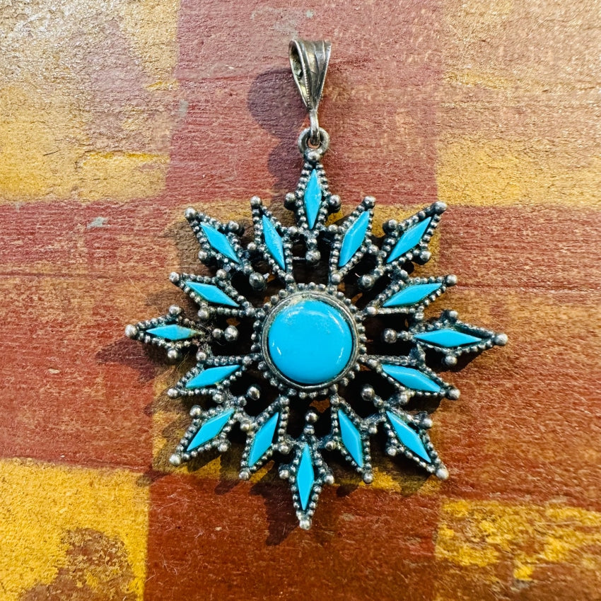 Vintage Florenta Costume Jewelry Faux Turquoise Pendant with Sterling Silver Bail - Perfect for Boho Fashion, Vintage Outfits & Gift Giving