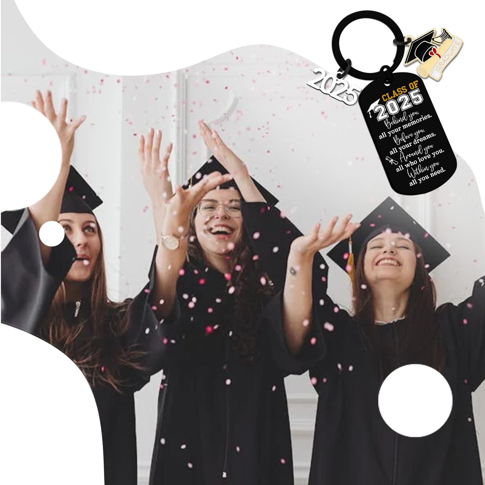 **2025 Graduation Keychain Gift for Her & Him - Inspirational High School & College Graduation Present - Class of 2025 Keyring Necklace for Teen Boys & Girls - Perfect for Senior Gifts & Commencement Celebrations**