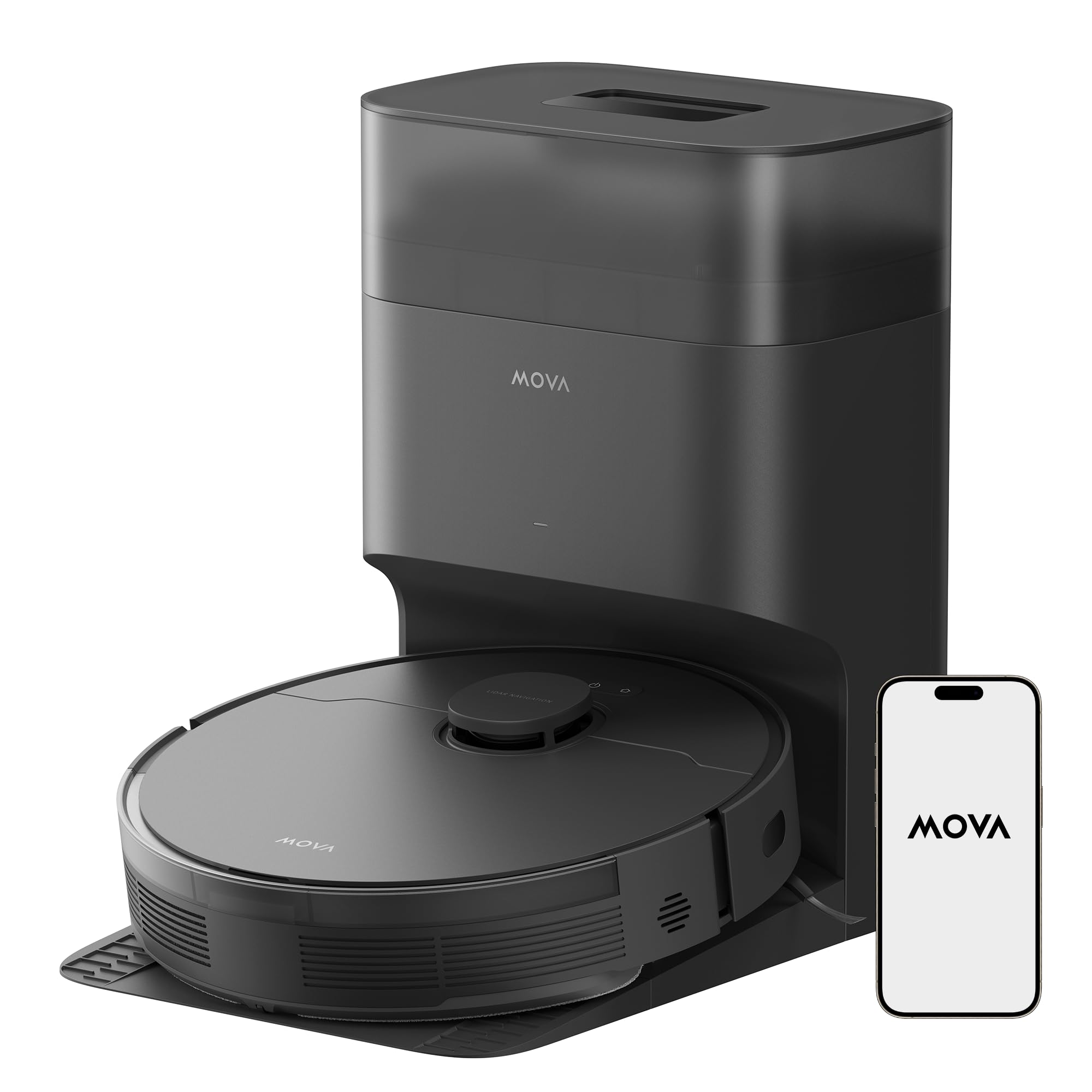Mova S10 Plus Robot Vacuum Cleaner with Self-Emptying Dock - 7000Pa Strong Suction, Liftable Brush, 90 Days Hands-Free Cleaning, 4L Dust Bag, LiDAR Navigation, App & Alexa Voice Control - Ideal for Pet Hair, Hard Floors & Large Homes