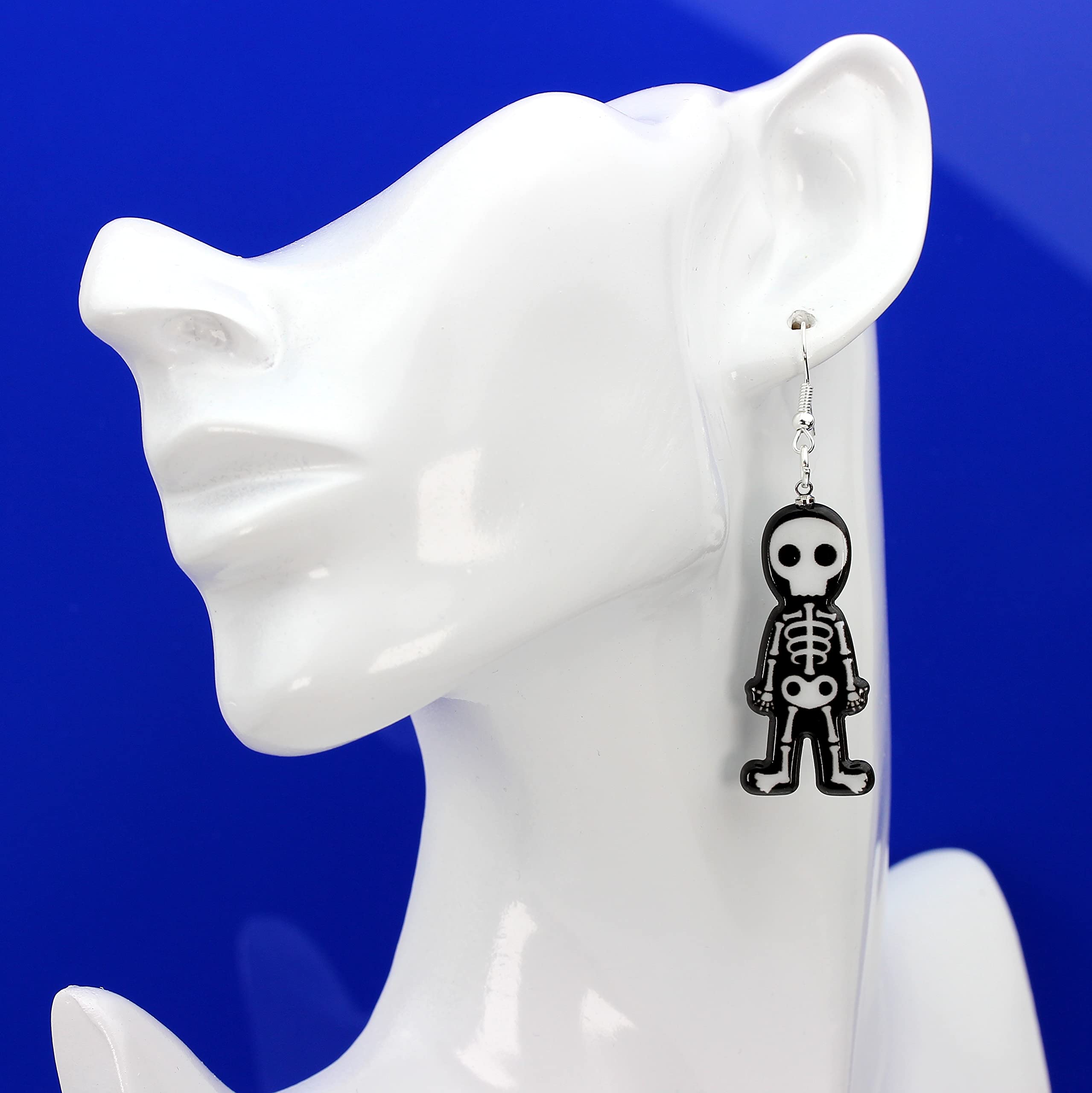 Bluebubble Halloween Scream Funny Bones Skeleton Dangle Earrings - Spooky Gift Card Jewelry for Costume Parties & Trick or Treating