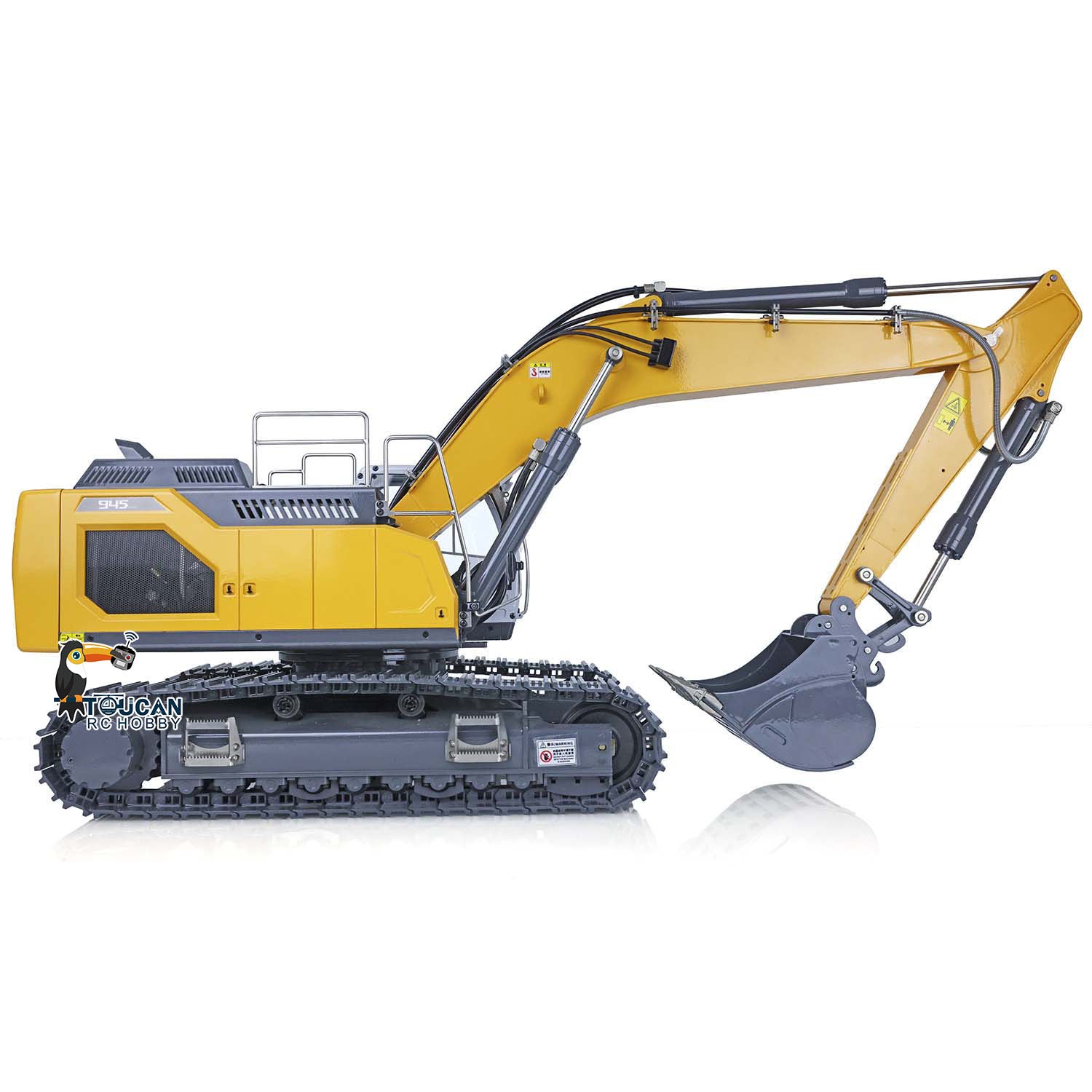 1/14 XDRC Metal Hydraulic RC Excavator 945 - Remote Control Construction Toy with Sound & Light System, Pre-Assembled & Painted - Perfect for Hobbyists, Collectors & Kids Outdoor Play