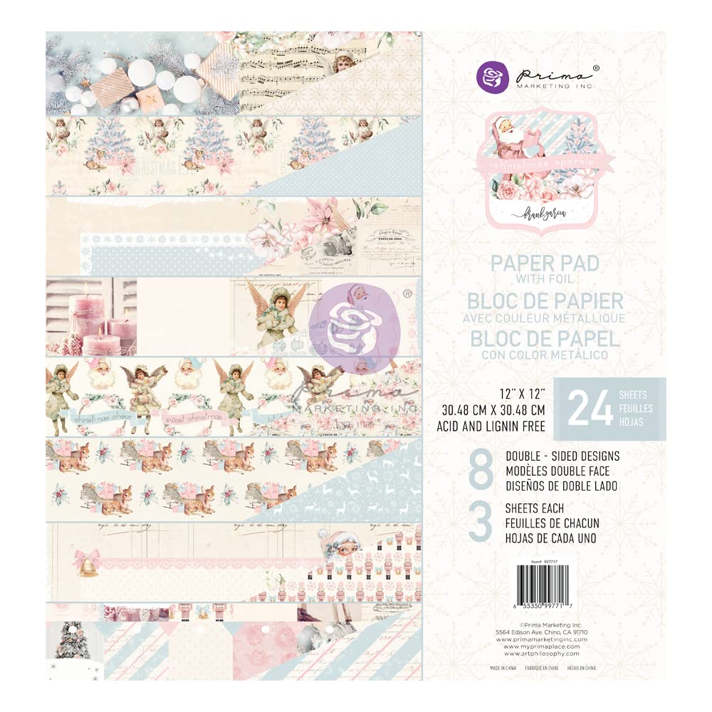 Prima Marketing 655350997717 Multicolor Decorative Paper for Scrapbooking, Card Making, and DIY Crafts – Perfect for Gift Wrapping, Journals, and Home Decor Projects