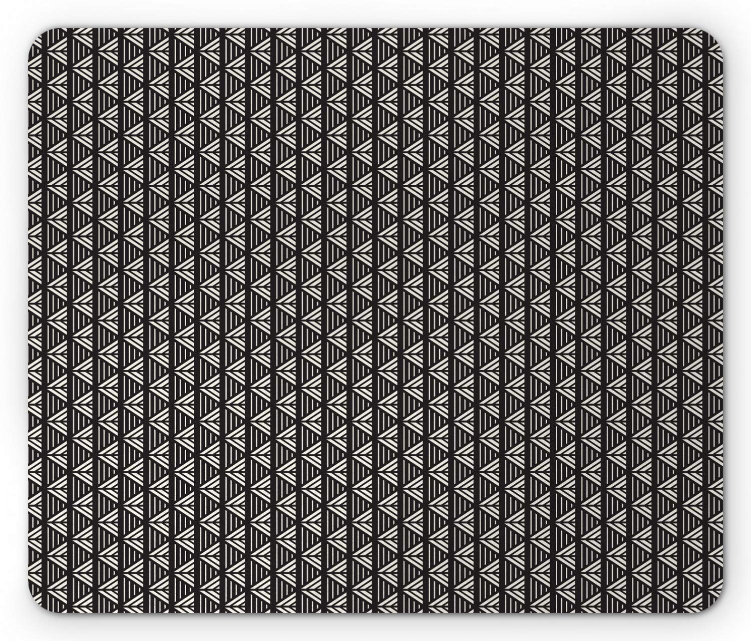 Ambesonne Non-Slip Rubber Mouse Pad with Lattice Chevron Pattern - Standard Size Rectangle Mousepad in Charcoal Grey for Office, Gaming & Home Computer Use