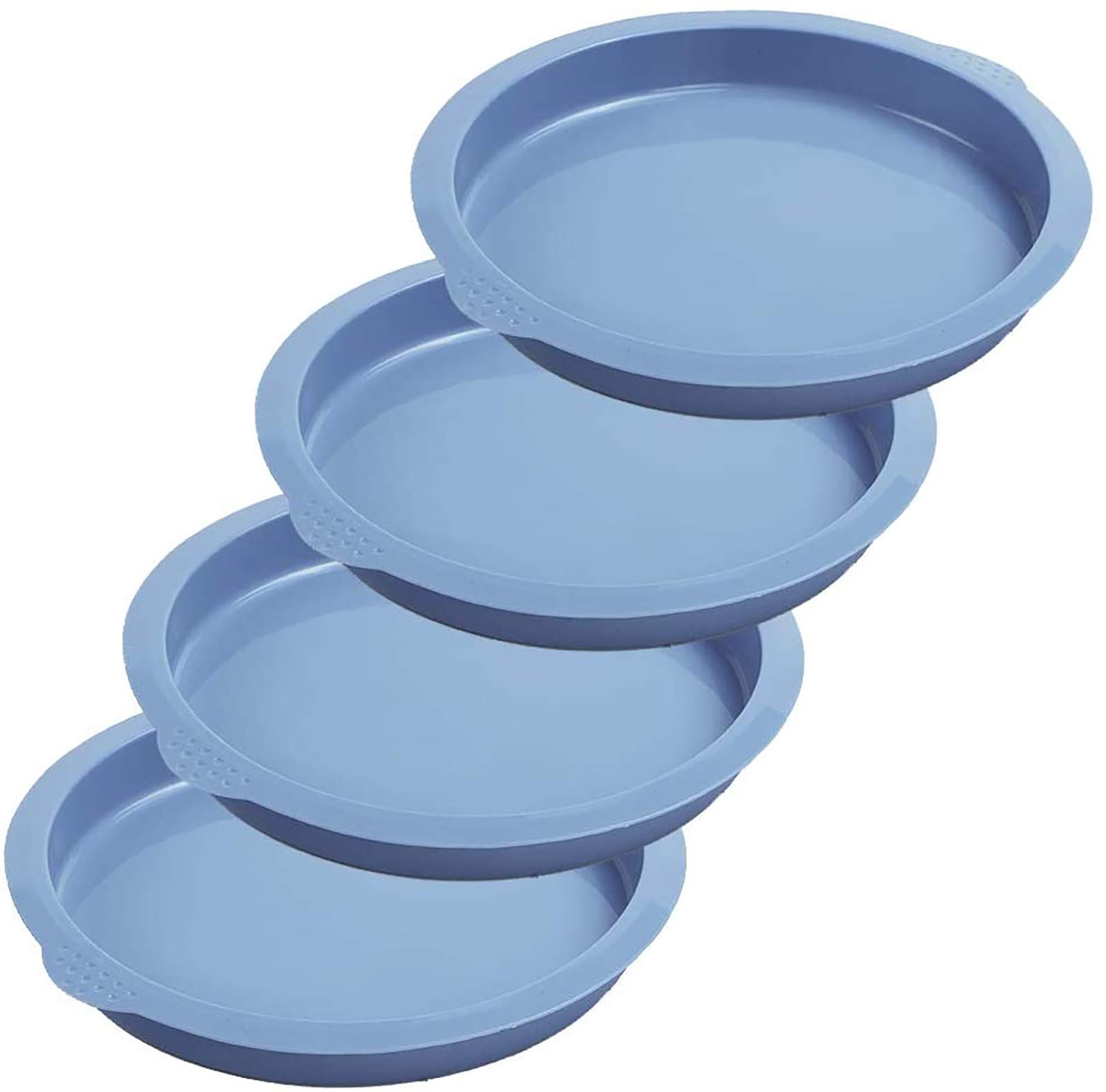 Webake 7 Inch Round Cake Pan Set of 4 - Non-Stick Silicone Baking Molds for Layer Cakes, Rainbow Cakes, Pancakes, Pizza Crust, Omelets & Resin Crafts - Perfect for Home Baking, Party Desserts & DIY Projects