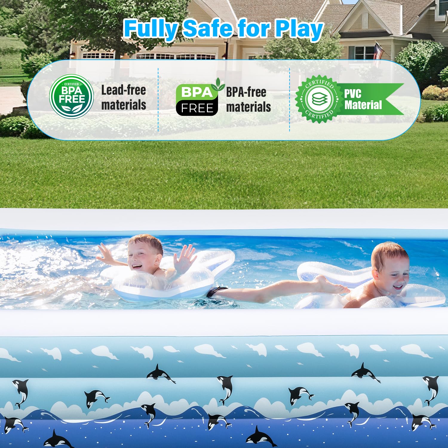 **Large Inflatable Pool with Pump - 130