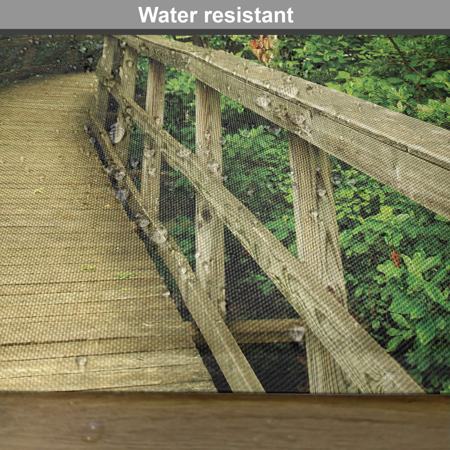 Ambesonne 4-Pack Nature-Themed Placemats - Park Scenery Summer Landscape Eco-Friendly Washable Fabric Table Mats for Dining Room & Kitchen Decor (Khaki Green) | Perfect for Outdoor Picnics, Dinner Parties, and Home Decoration