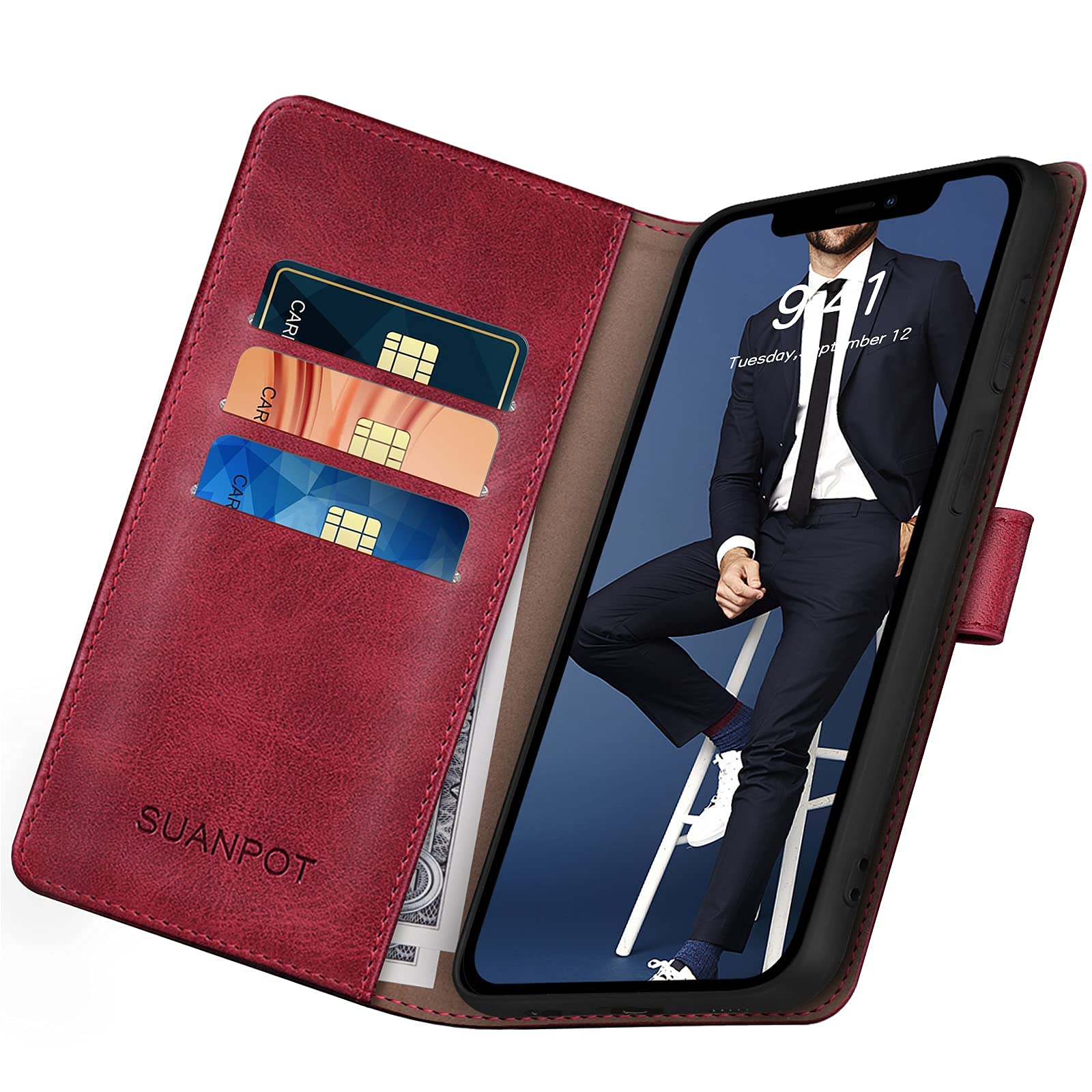 SUANPOT iPhone 13 Pro Wallet Case - RFID Blocking PU Leather Cover with Card Holder for Women & Men | Perfect for Travel & Daily Use