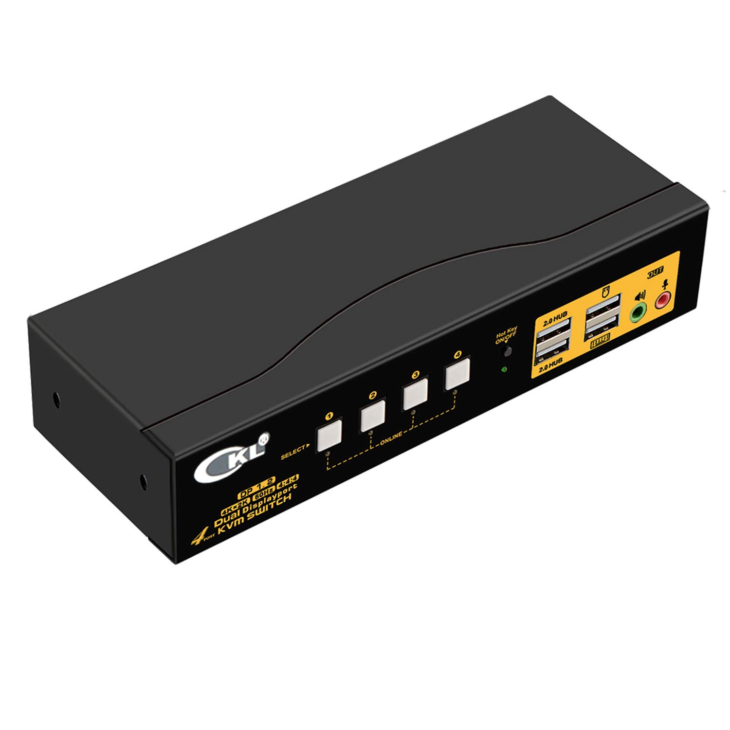 CKL 4x2 DP KVM Switch - 4 Port Dual Monitor DisplayPort 4K 60Hz 4:4:4 with Audio & USB 2.0 Hub (CKL-642DP) - Perfect for Home Office, Gaming Setup & Multi-Computer Workstations