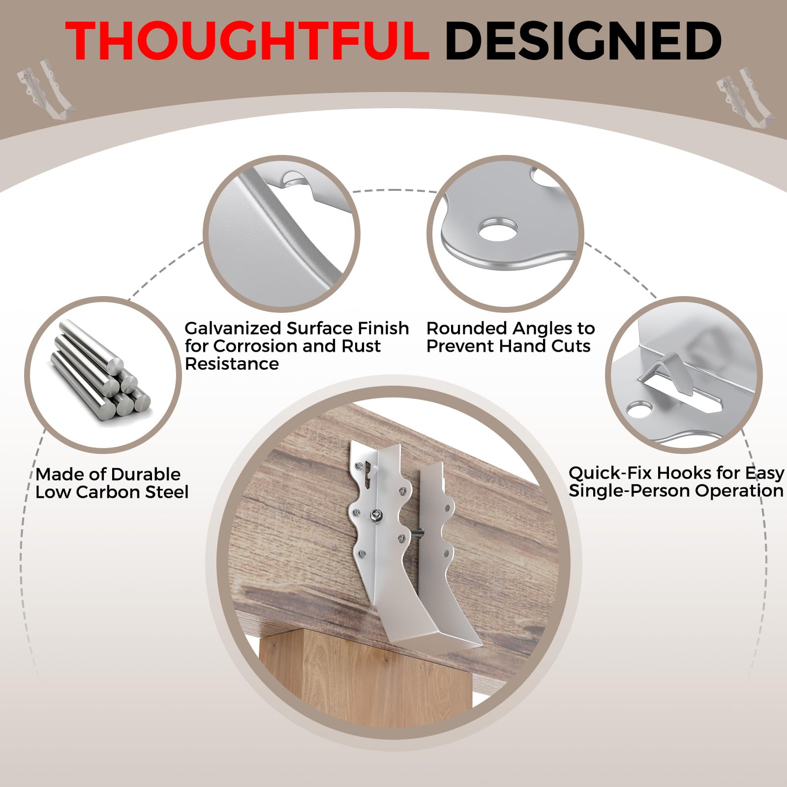25 Pcs 2x6 Joist Hangers, 20 Gauge Galvanized Metal Face Mount Bracket - Heavy Duty Lu26 Joist Connectors for Deck, Floor, Roof Overhang & Ceiling - Hurricane Ties for Rafters & Structural Support - Perfect for DIY Home Improvement & Construction Projects