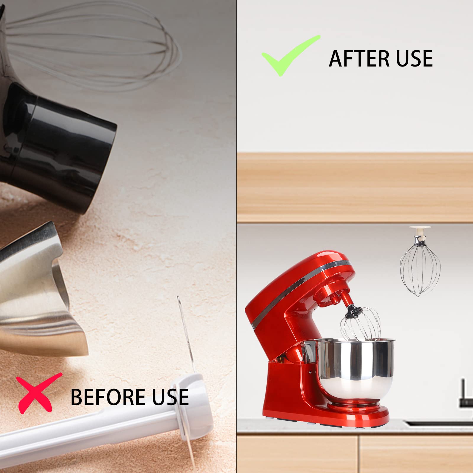 4-Pack Stand Mixer Attachment Holders | KitchenAid Mixer Accessory Organizer for Dough Hooks, Flat Beaters & Wire Whips | Space-Saving Kitchen Storage Solution for Baking Enthusiasts | Perfect for Countertop Organization & Small Kitchen Spaces