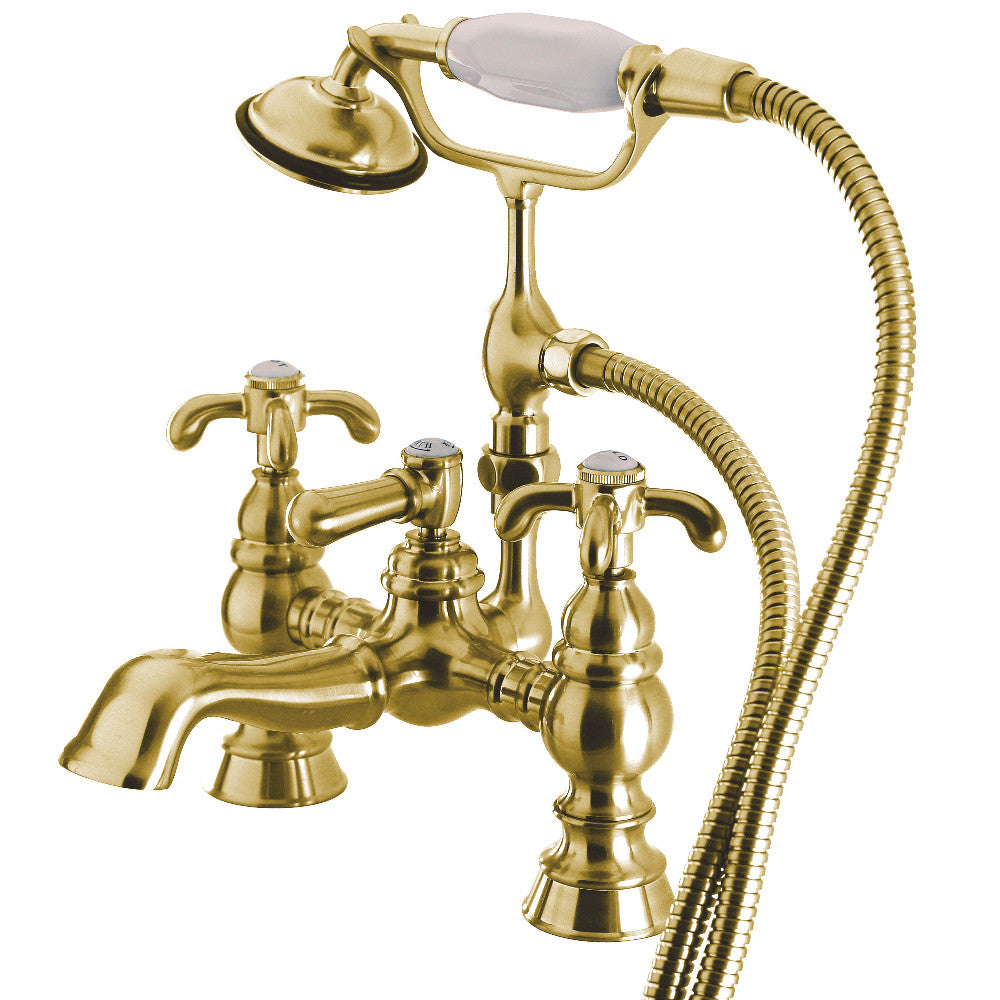 Kingston Brass CC1158T2 Vintage 7-Inch Deck Mount Bathtub Faucet with Hand Shower - Perfect for Classic Bathroom Renovations & Spa-Like Showers