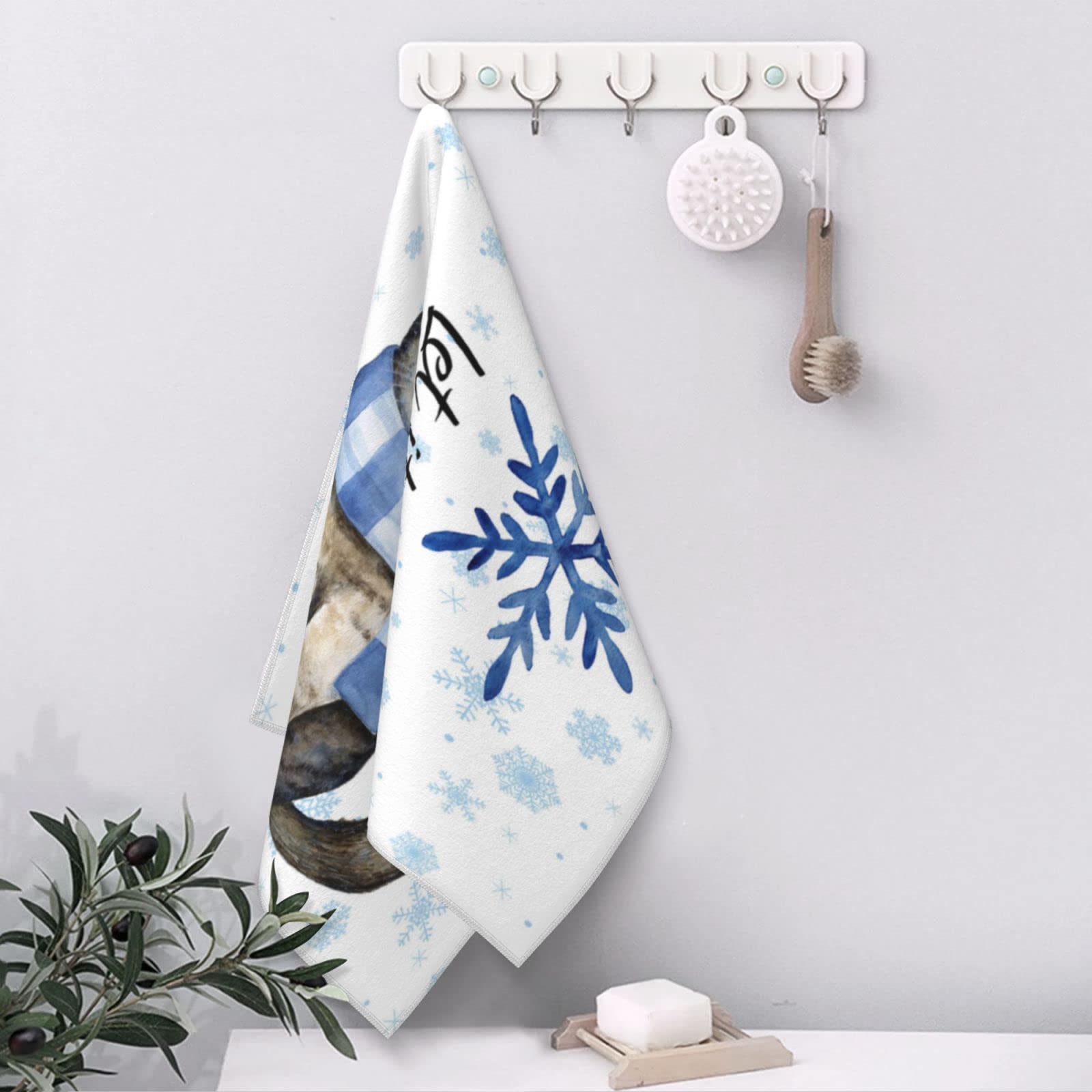 Soft Absorbent Winter Snowflake Cat Hand Towel - Cute Bathroom Towel for Bath, Gym, Spa | Perfect for Home Decor & Gift Giving