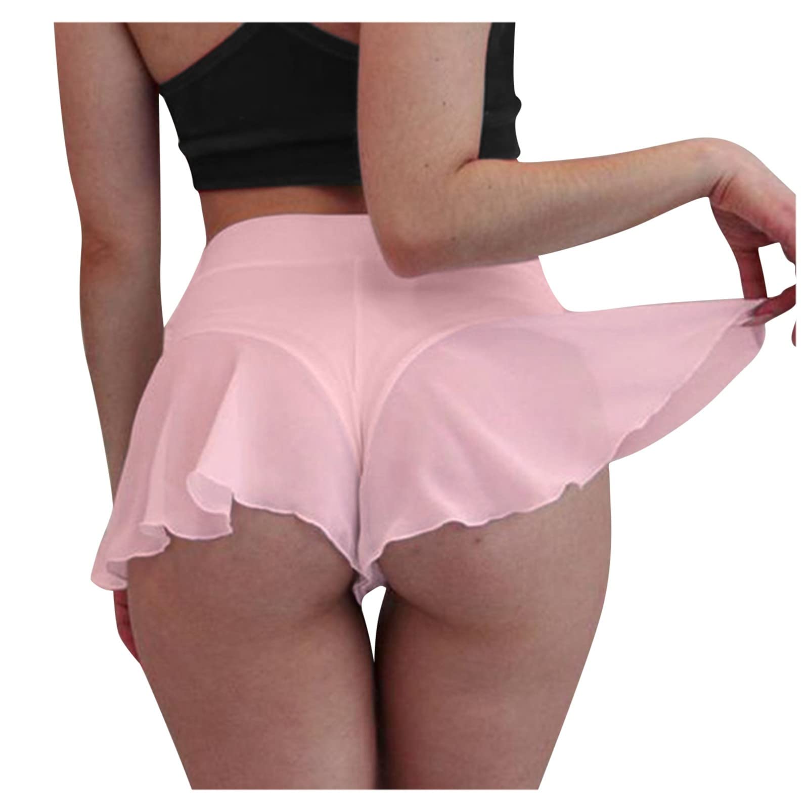 Women's High Waist Ruffled Denim Shorts - Pleated Fitness Skirt Shorts for Curvy Women | Perfect for Gym, Yoga & Summer Outfits