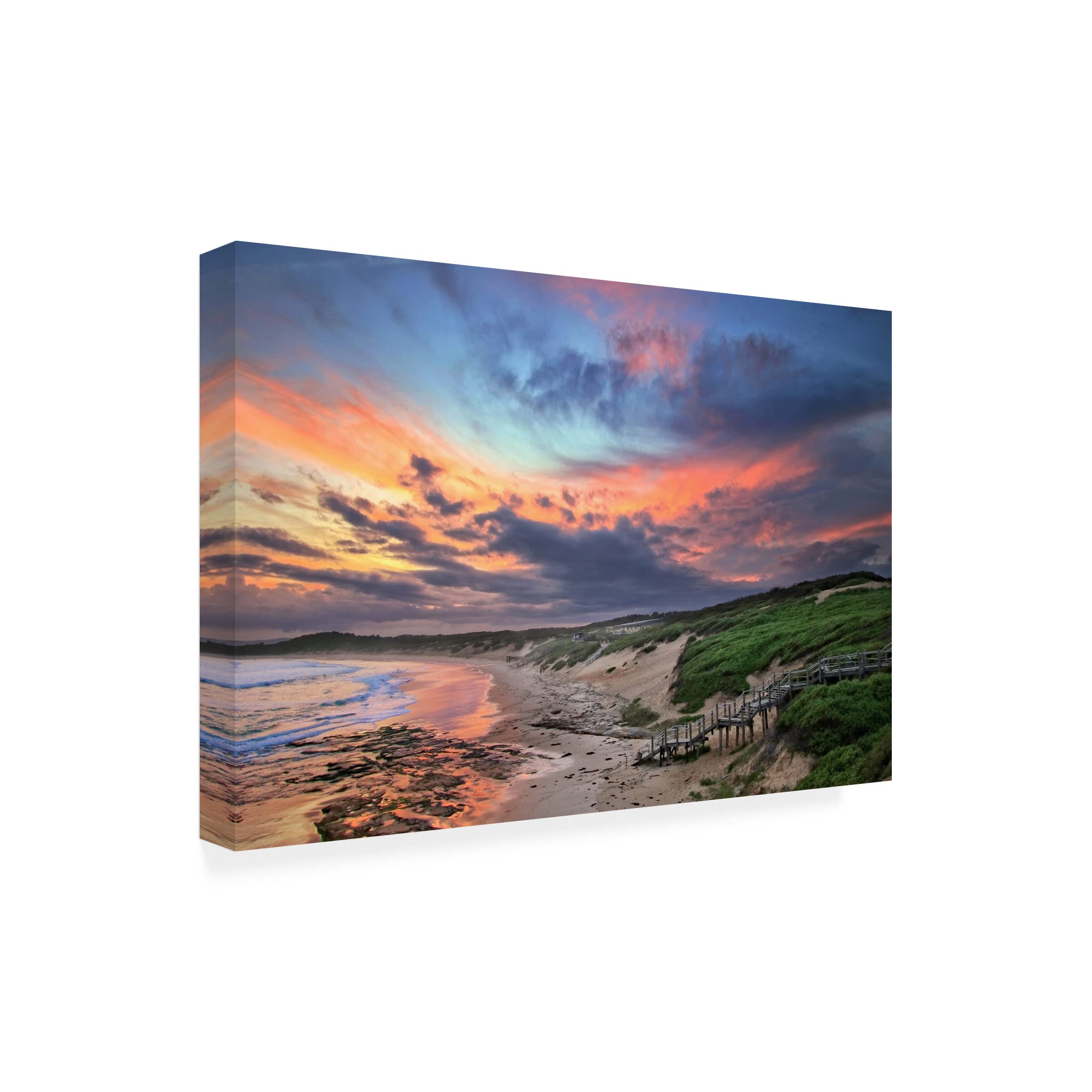 Trademark Fine Art 'Soldiers Beach' Canvas Wall Art Print by Beata Czyzowska Young - Coastal Landscape Painting for Living Room, Bedroom & Office Decor