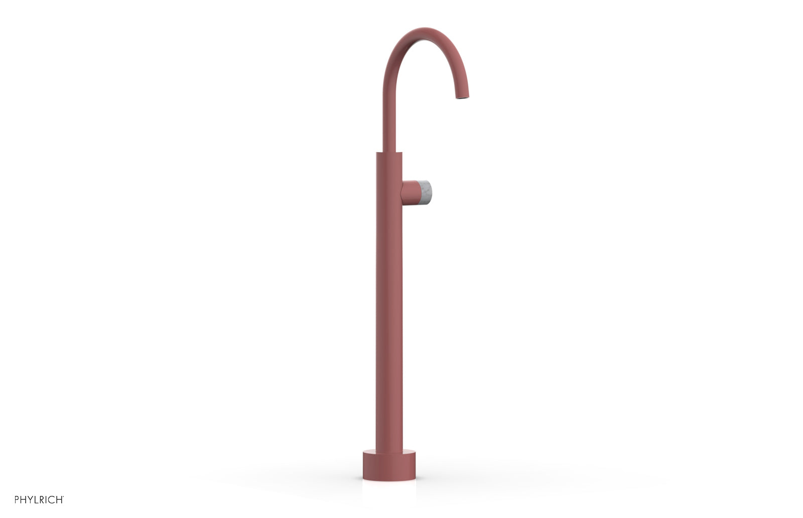 BASIC II Low Floor Mount Tub Filler with White Marble Handle - Model 230 47 04 - Perfect for Modern Bathroom Renovations and Spa-Like Bathtub Installations