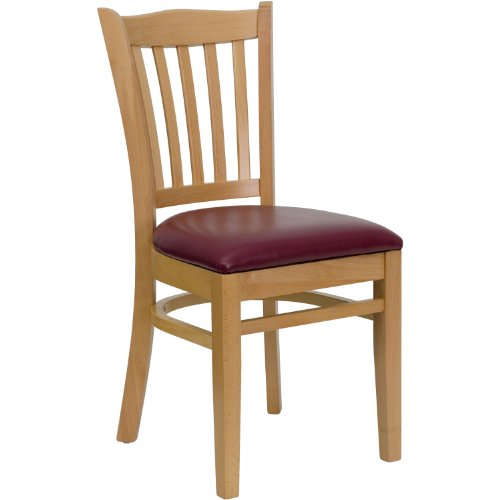 Burgundy Vinyl Seat/Natural Wood Frame