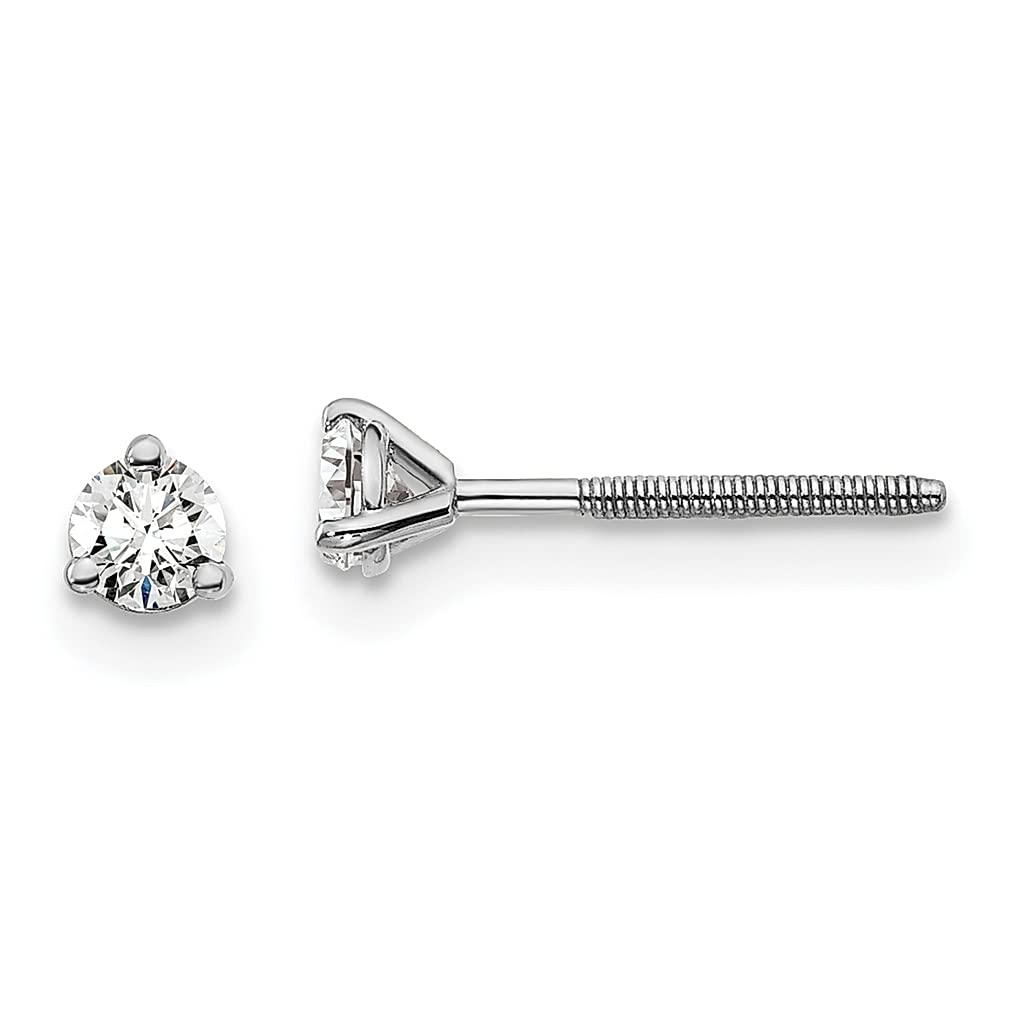 14K White Gold 1/5 Carat Round VS/SI Lab Grown Diamond Stud Earrings - D E F Color Screw Back 3 Prong Setting | Elegant Fine Jewelry for Women, Perfect Gift for Her | Ideal for Weddings, Anniversaries & Special Occasions