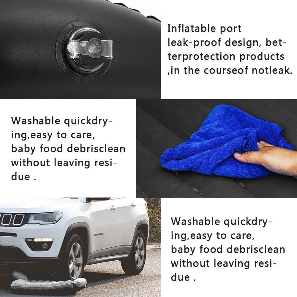 Inflatable Air Mattress for Camping & Travel - Thickened Flocking Queen Size Airbed with Built-in Pump - SUV Car Mattress for Back Seat - Portable & Comfortable for Outdoor Adventures, Road Trips & Guest Bedding