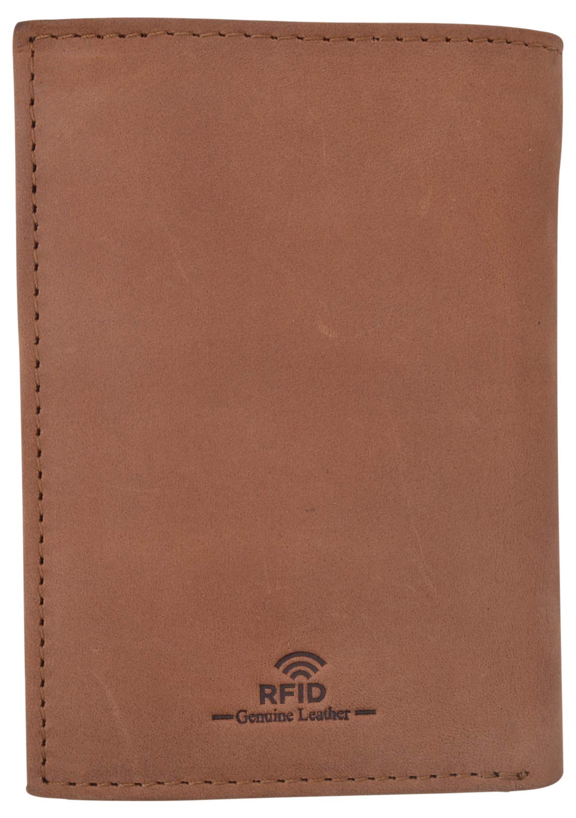 USA Stars & Stripes RFID Protected Mens Leather Bifold Wallet with 2 ID Windows & Divided Bill Compartment - Perfect for Everyday Use & Travel (Brown)