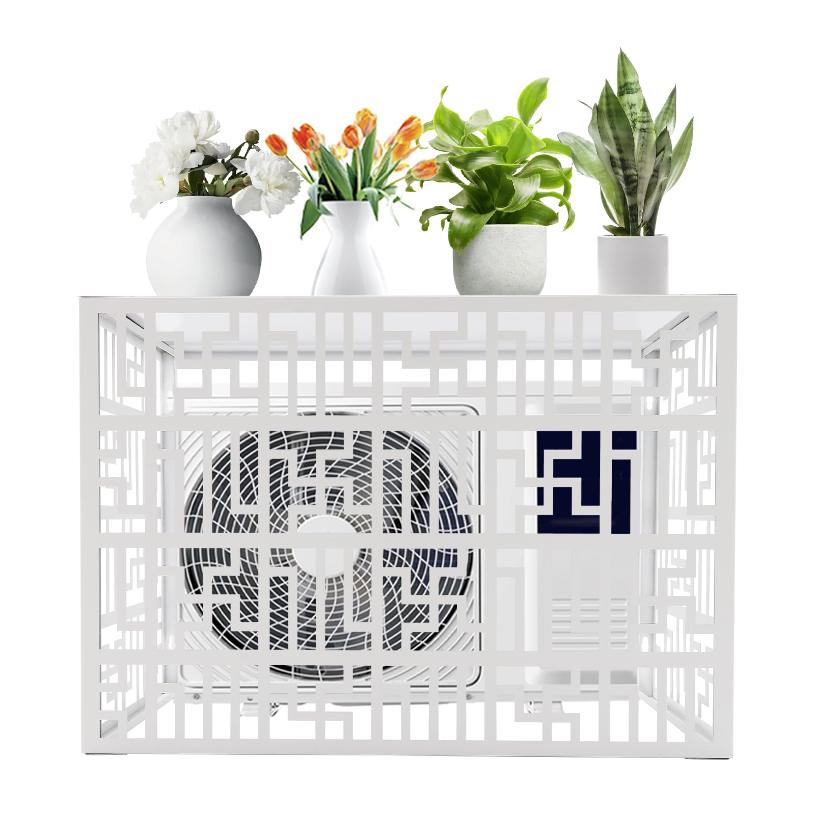 Outdoor Air Conditioner Privacy Fence Cover Screen Kit - 40x20x28 Inches, White (Type B-1.5P) - Durable AC Unit Fence for Backyard, Patio & Home Exterior Protection