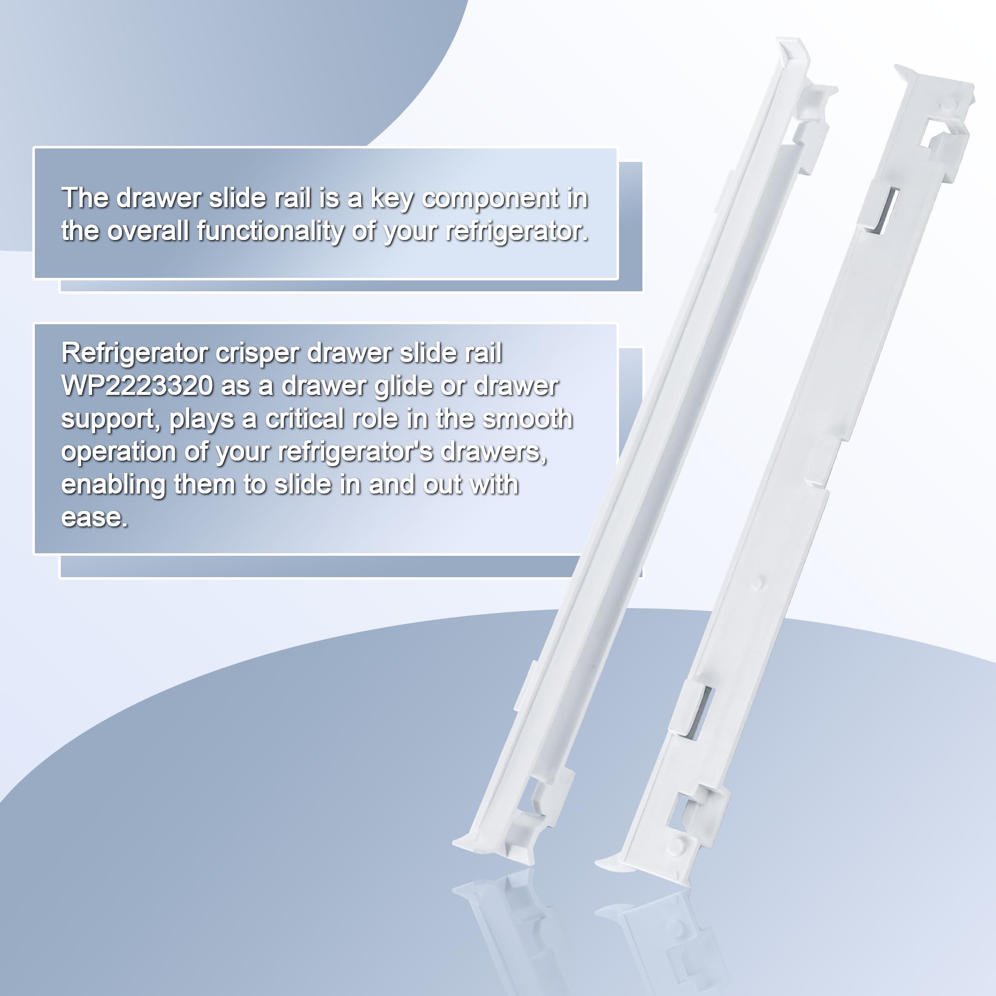 Whirlpool Refrigerator Drawer Slide Rail Replacement (2-Pack) - Compatible with WP2223320, 1016208, AH869557, EA869557, PS869557 - Durable Crisper Track for Smooth Gliding - Perfect for Kitchen Appliance Repair & DIY Maintenance