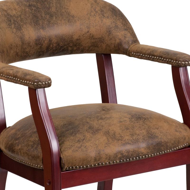 Premium Brown Bomber Jacket - Luxurious Conference Chair with Accent Nail Trim & Smooth Casters (B Z100 Fabric) - Perfect for Office Meetings, Home Office & Executive Workspaces
