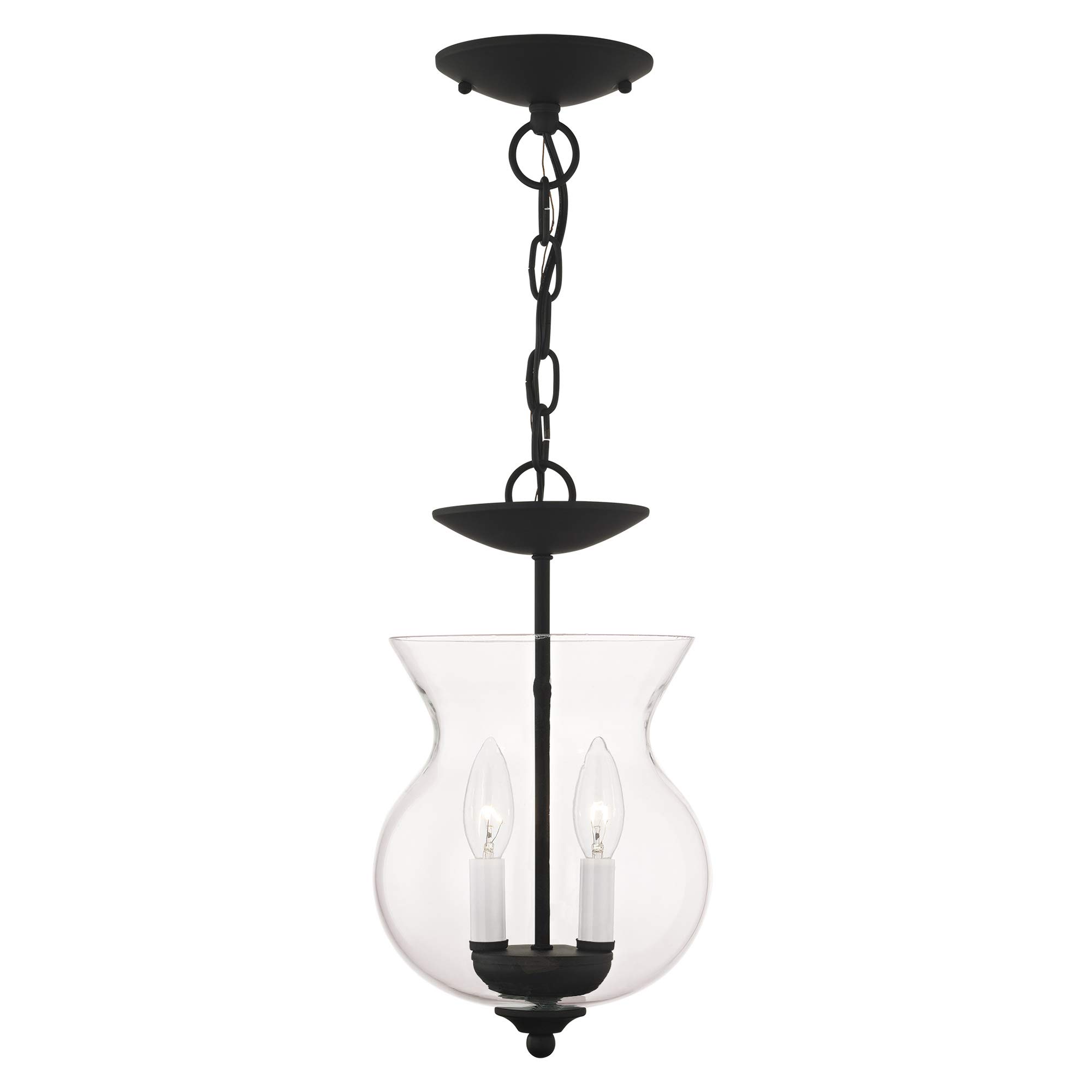 Livex Lighting 4393-04 Black Convertible Flush Mount Ceiling Light with Clear Glass Shades, 12.5H x 8.25W - Perfect for Bedroom, Kitchen, Hallway & Modern Home Decor