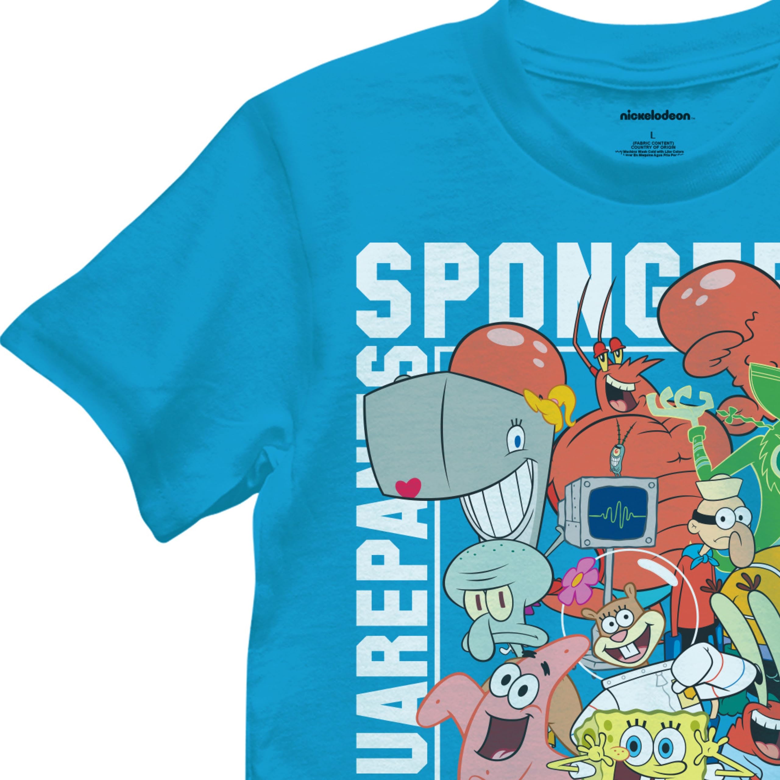 SpongeBob SquarePants Boys Cartoon Short Sleeve T-Shirt - Nickelodeon Kids Tee with Spongebob, Patrick, Squidward & Mr Krabs - Sizes 4-20 for Boys - Perfect for Birthday Gifts, School Wear & Casual Outfits