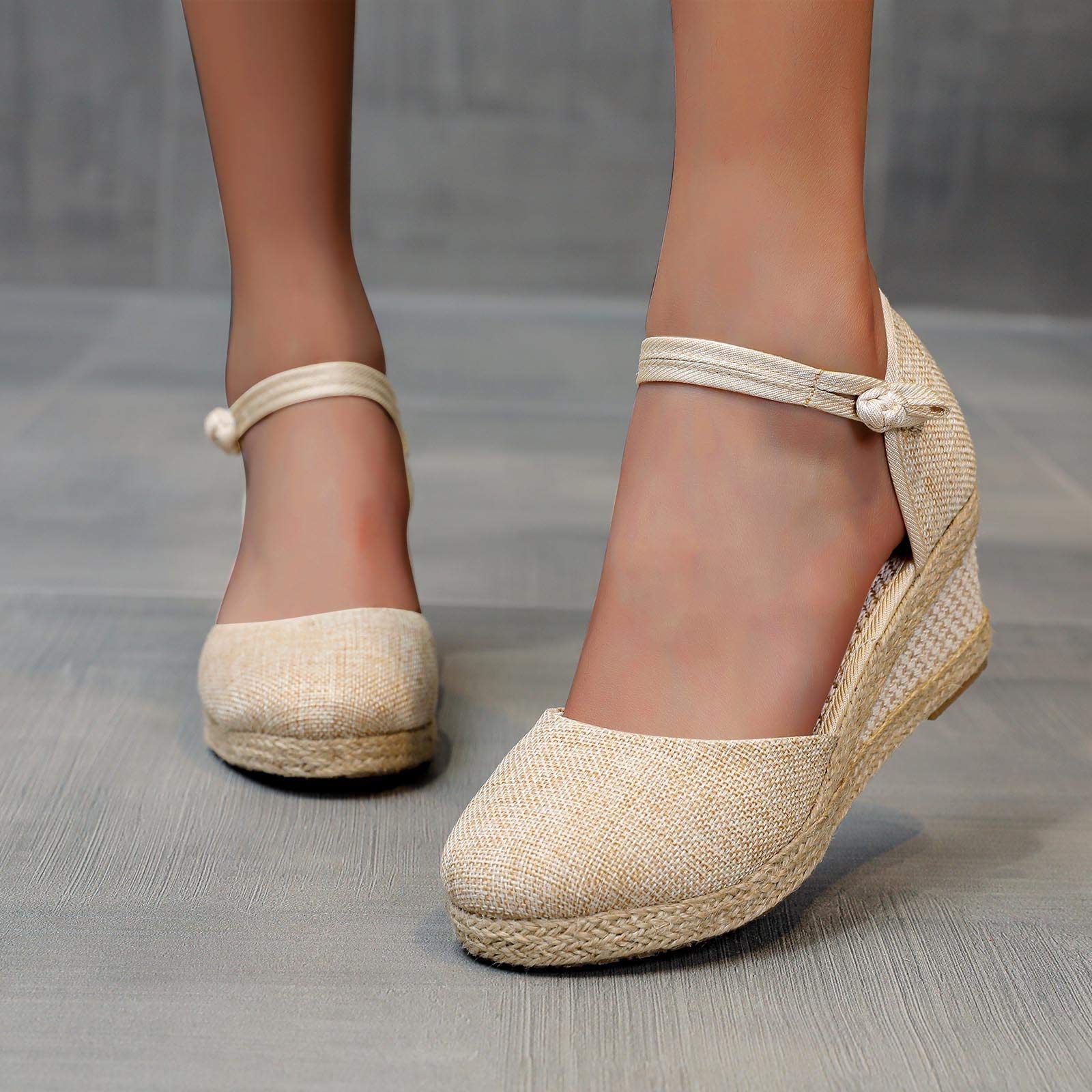 Women's Wedge Sandals with Ankle Strap - Closed Toe Platform Espadrilles for Summer | Comfortable Outdoor Walking Shoes for Beach, Vacation & Casual Wear