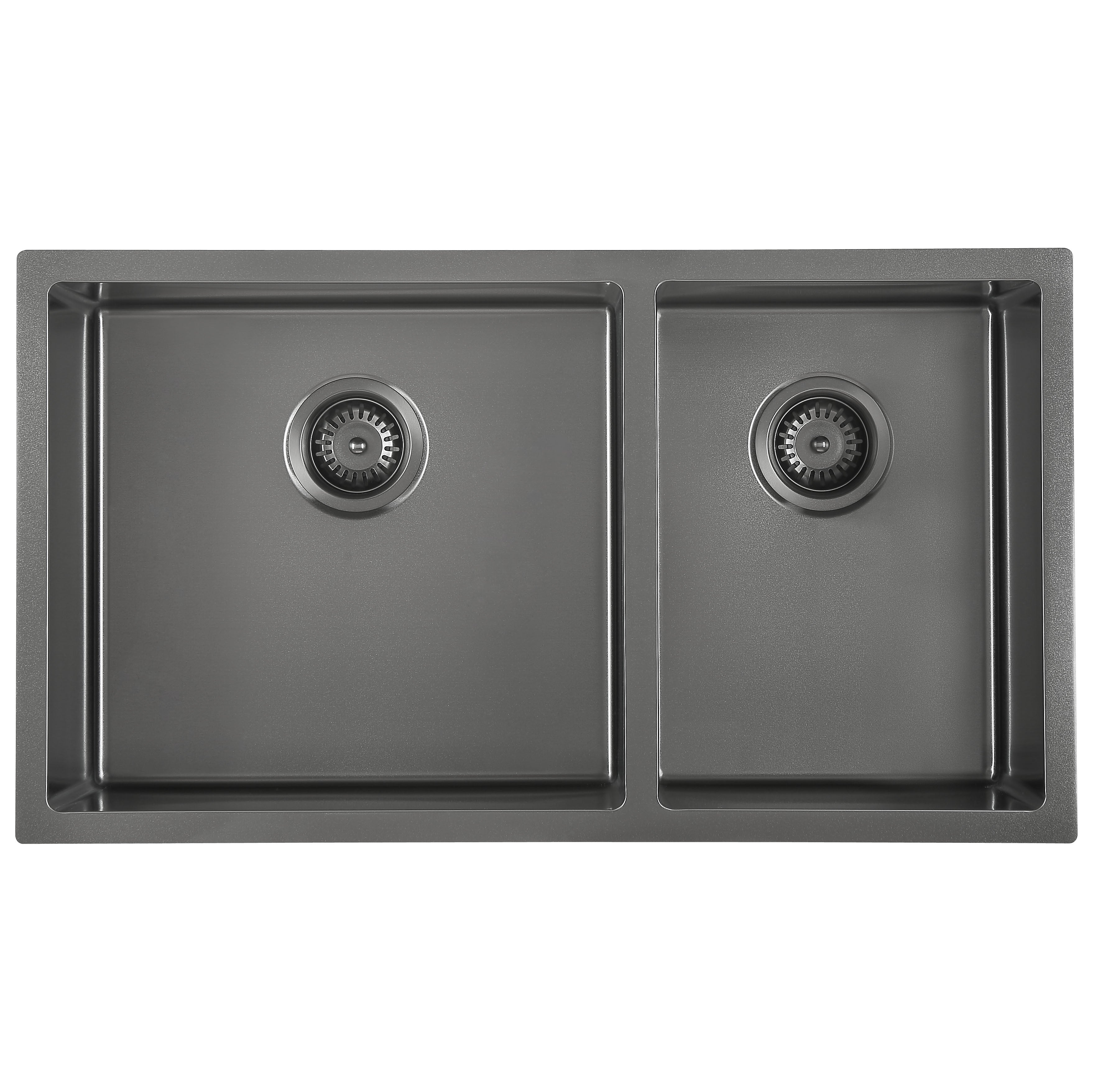 Prestige Series 32-Inch Undermount Stainless Steel 60/40 Double Bowl Kitchen Sink with Grid & Strainer - Black PVD Nano Coating for Modern Kitchens & Restaurant Use