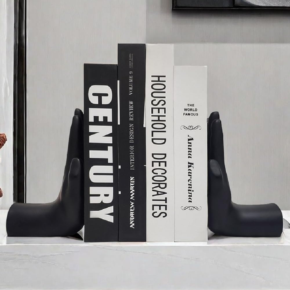 Black Heavy Duty Decorative Hands Bookends - 8.5