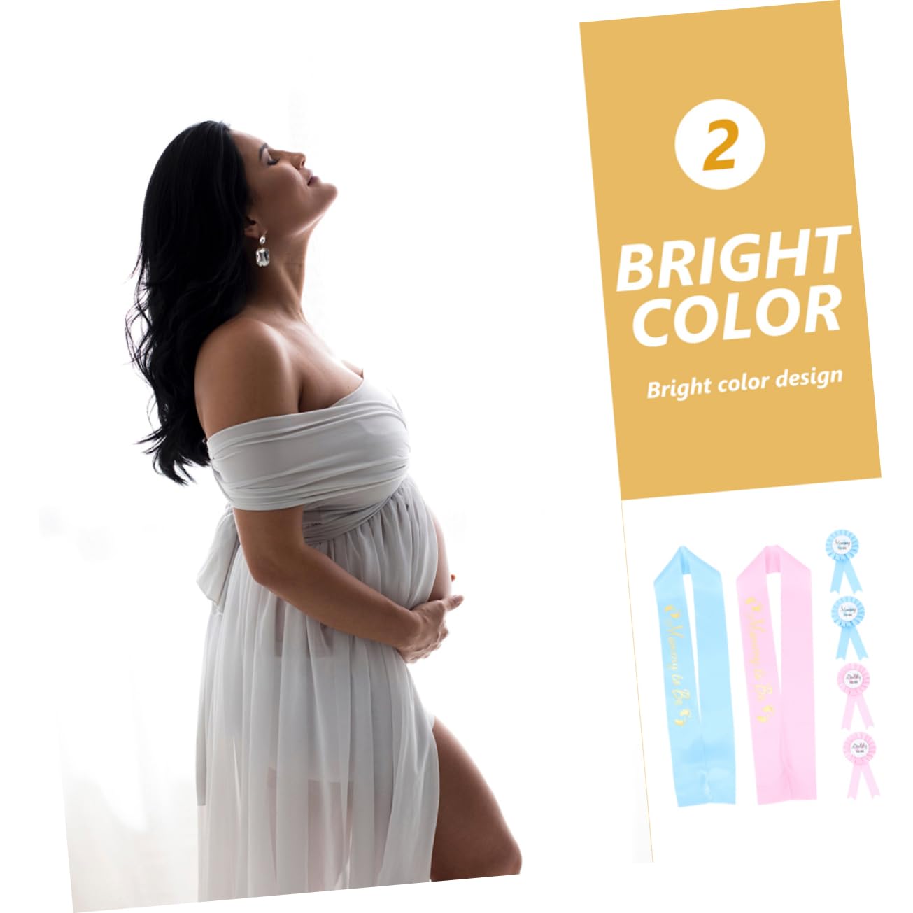 TOYANDONA 2 Sets Maternity Belt & Badge Pin Set - Dad to Be & Mom to Be Pregnancy Announcement Sash - Baby Shower Decorations for Gender Reveal Party & Maternity Photoshoot