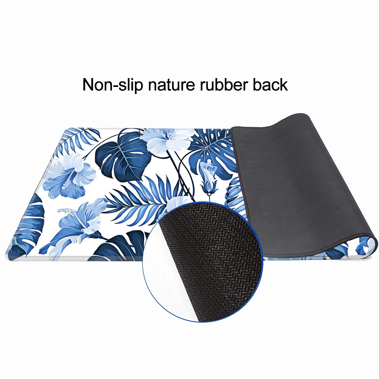 XXL Large Gaming Mouse Pad 31.5x11.8 Inches - Stitched Edge, Anti-Slip Rubber Base, Extended Computer Mouse Mat with Custom Palm Tree Banana Leaves Design - Perfect for PC Gaming, Office Work & Home Computer Setup