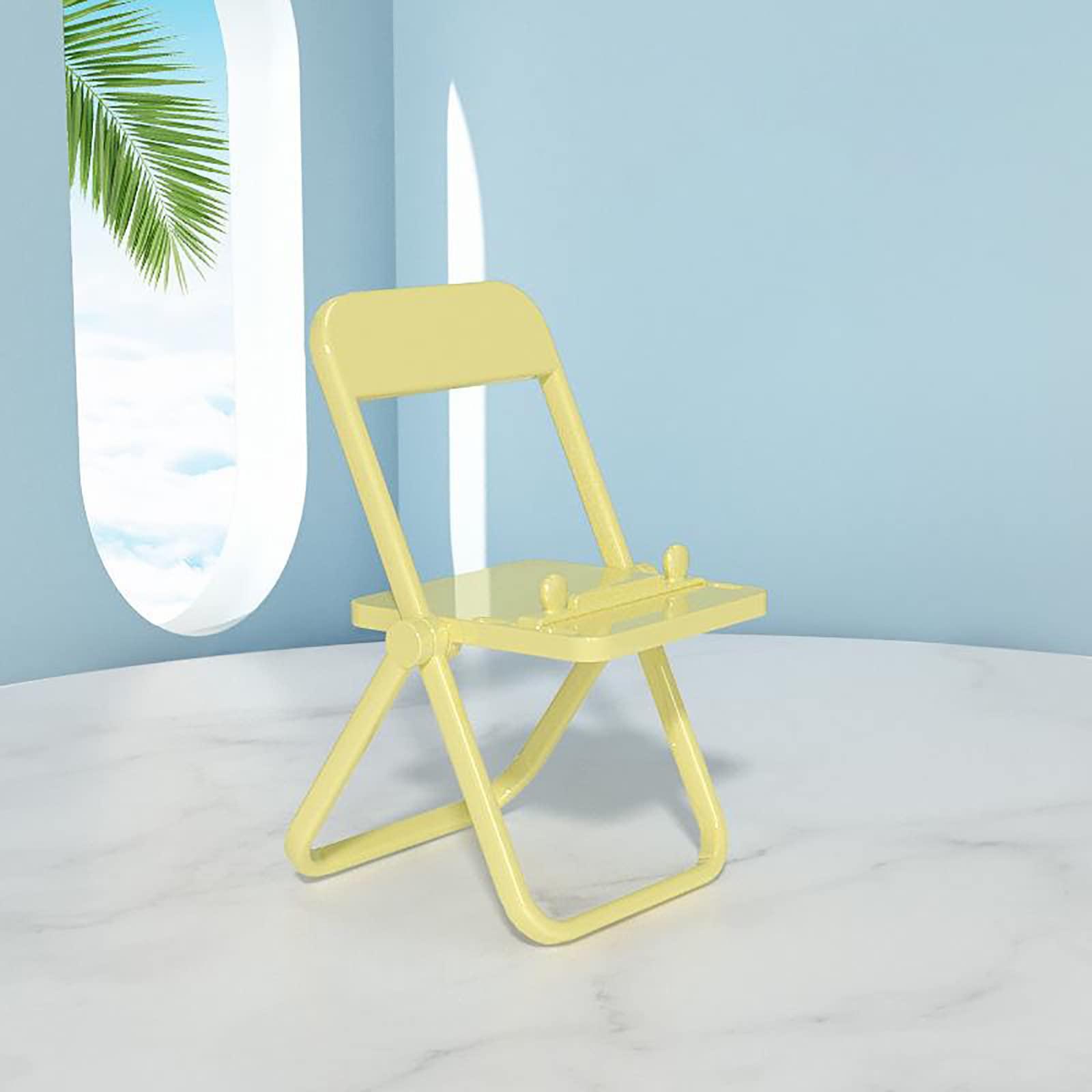 Foldable Macaron Phone Stand - Adjustable Lazy Chair Holder for Desk, Table & Party Decorations (Yellow) | Perfect for Watching Videos, Video Calls & Hands-Free Browsing