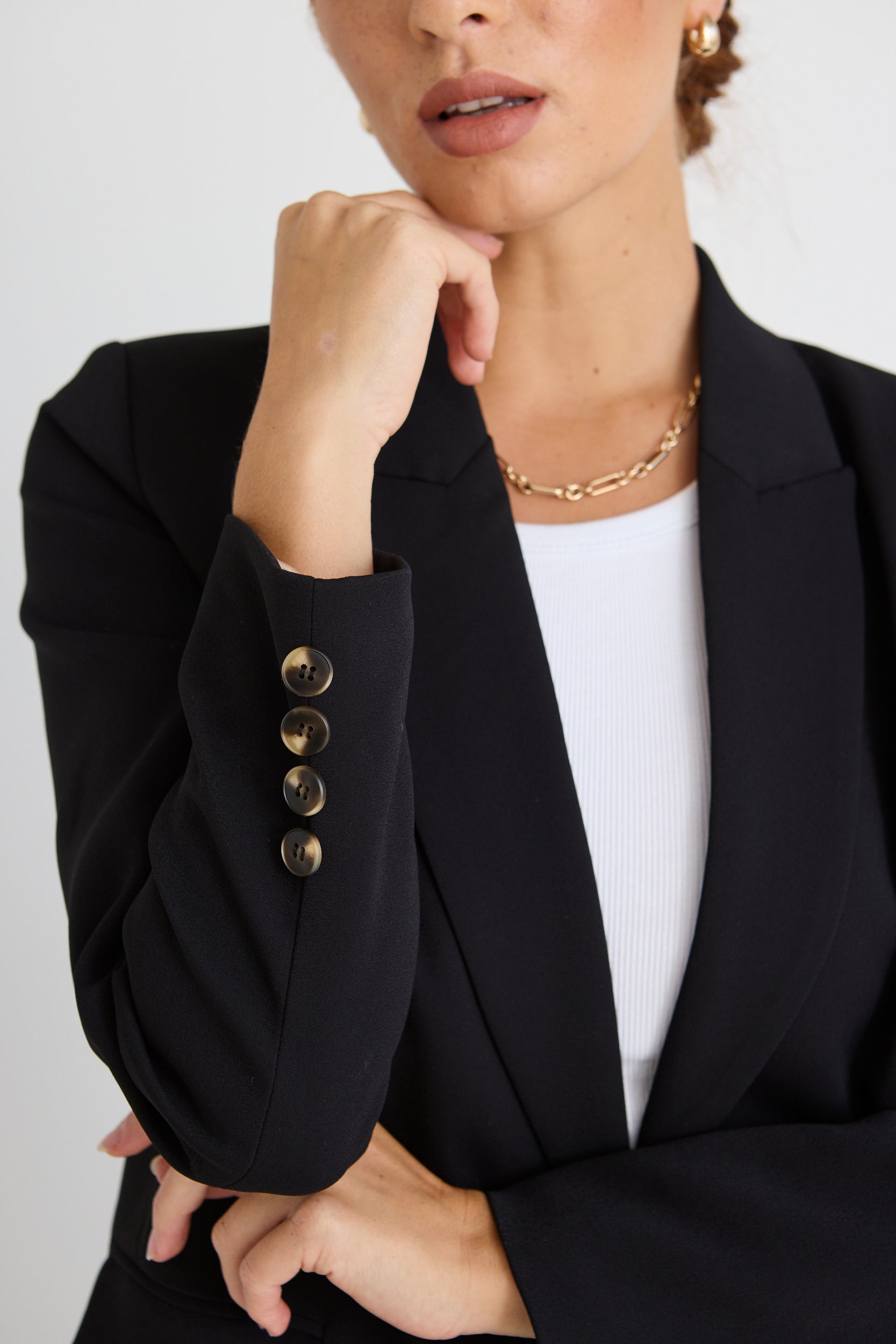 Stylish Cooper Black Crepe Boyfriend Blazer - Semi Fitted Women's Jacket for Office, Dating & Casual Wear