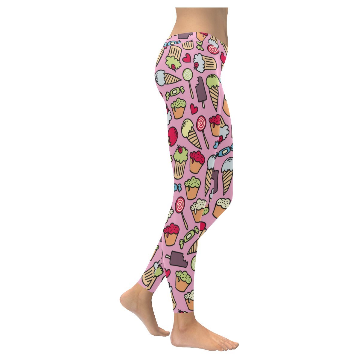Stylish Low Rise Women's Plus Size Legging XXS-5XL with Cake & Candy Print - Perfect for Yoga, Workouts & Casual Wear
