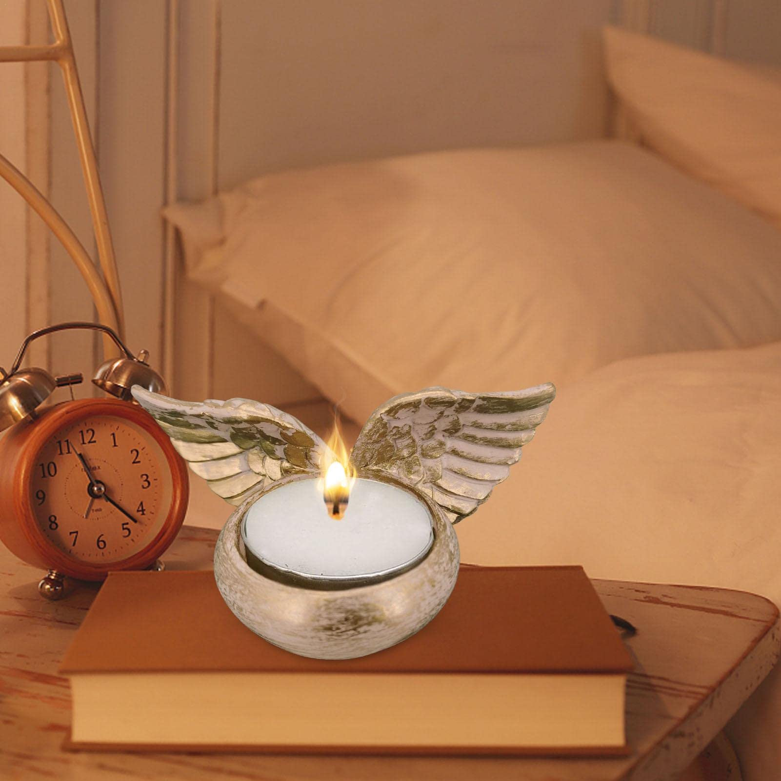 Angel Wings Tealight Candle Holders - Elegant Resin Angel Wing Sculpture for Prayer, Memorial & Home Decor | Perfect for Weddings, Christmas & Spiritual Spaces