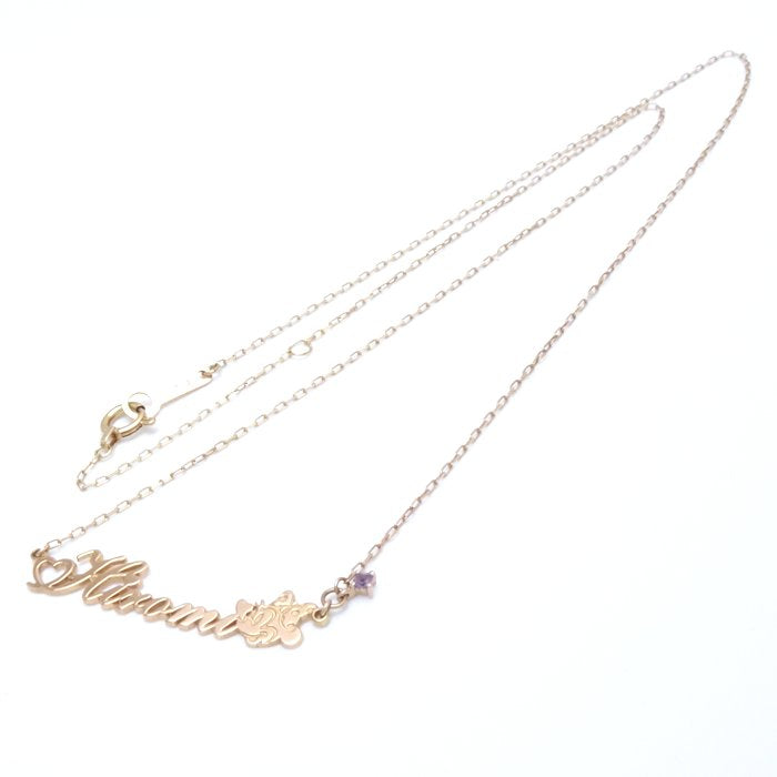 4℃ Disney Minnie Mouse Amethyst K18YG Necklace - Elegant 18K Gold-Plated Jewelry for Women | Perfect Gift for Birthday, Anniversary & Valentine's Day