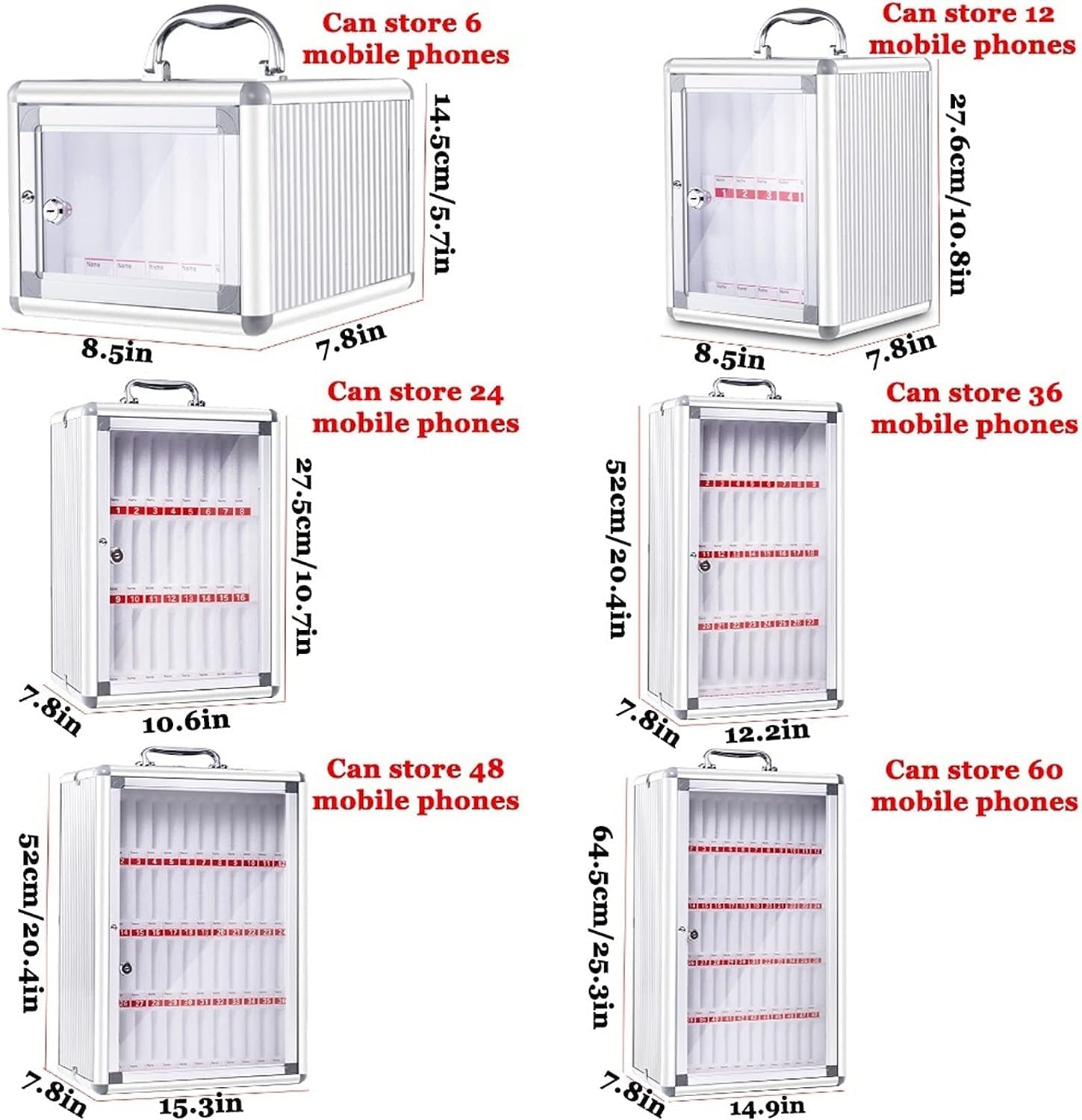 Lockable Phone Storage Cabinet - Secure Mobile Phone Organizer for Students & Staff | ExpressLeopard Phone Safe Deposit Box | Ideal for Classrooms, Offices & Dining Rooms (6-Pack)