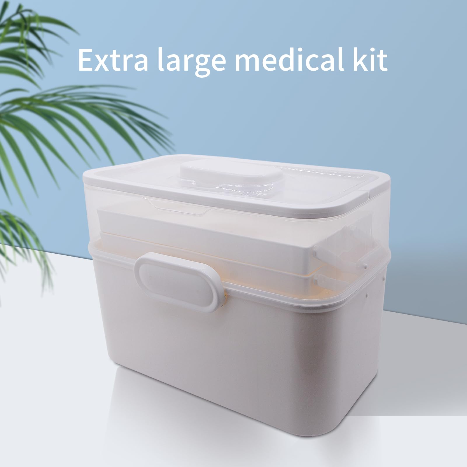 PENCK Large Capacity 3-Layer Pill Organizer Box - Multi-Compartment Medicine Case for Vitamins, Supplements & Daily Medications | Lockable Plastic Storage for Home, Travel & Emergency Use | Perfect for Family Healthcare & Sewing Supplies Organization