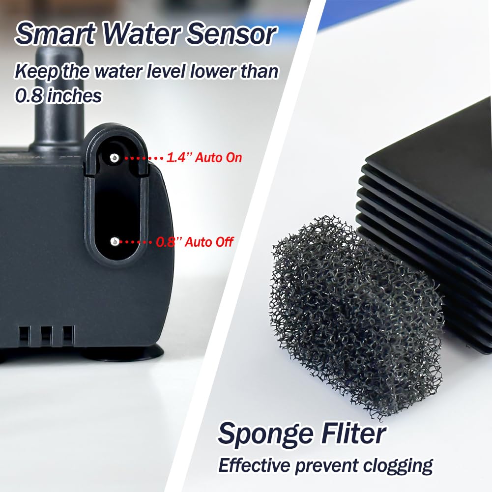 Automatic Small Sump Pump with Water Sensor - 5FT Lift 55GPH 115V/230V Mini Condensate Pump with Float Switch - Water Removal for Dehumidifier, AC, Ice Maker & Basement - Auto On/Off - Perfect for Home, RV & Flood Prevention