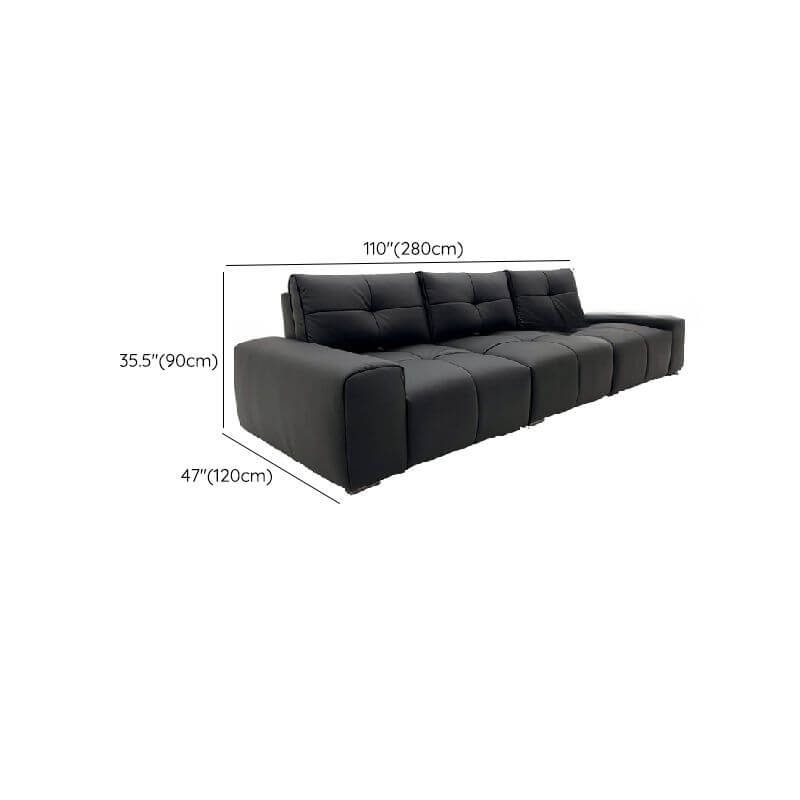Minimalist Solid Color Ink Upholstered 3-Seater Sofa Couch - Modern Living Room Furniture for Small Spaces & Apartments