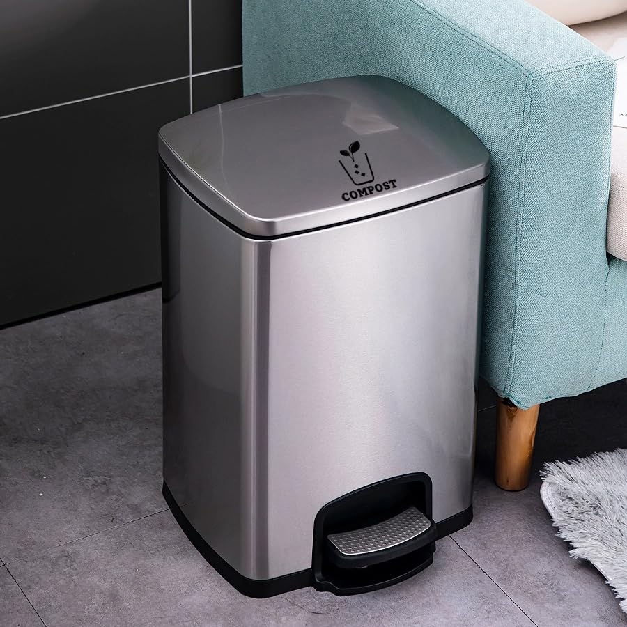 Recycle Stickers Set of 3 - Vinyl Trash Can Decals for Recycling Bin, Compost Bin & Waste Containers (2.7 Inch, Black) - Perfect for Kitchen, Office & Outdoor Use