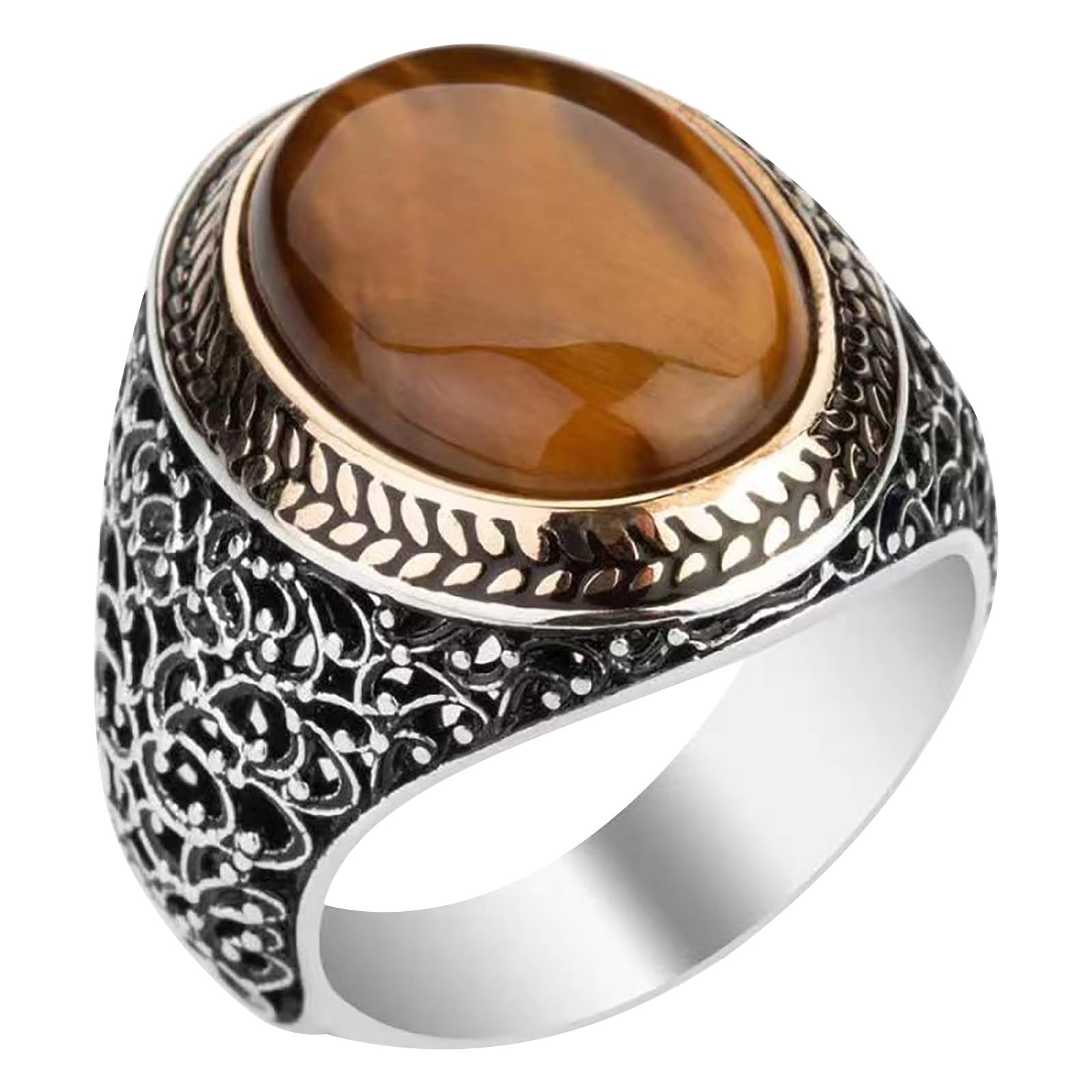 Gold Thumb Rings for Women & Men - Gemstone Engraved Unisex Fashion Jewelry - Simple Silver Ring Size 8 - Perfect for Everyday Wear, Gifts & Boho Style Accessories