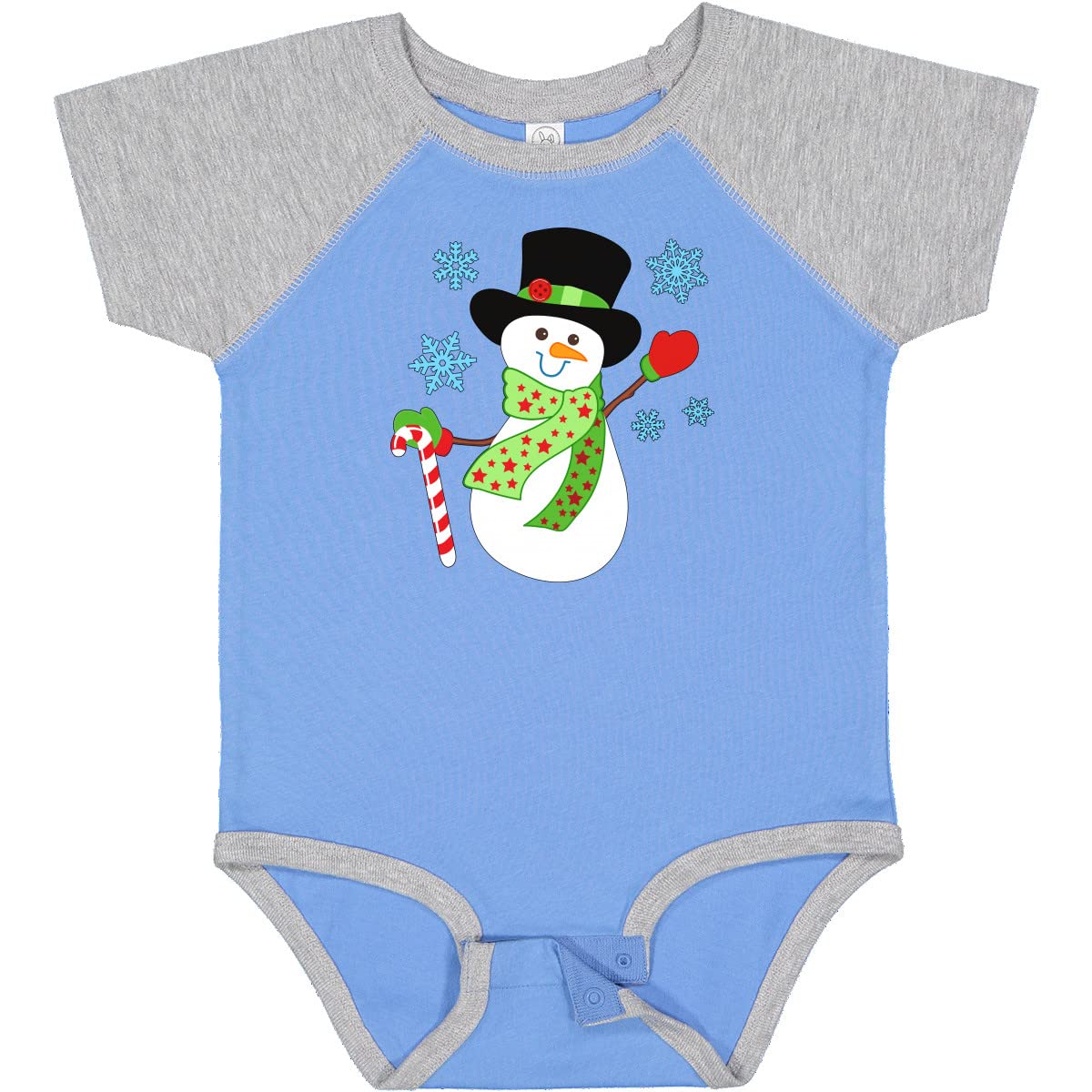 Inktastic Christmas Snowman in Top Hat with Candy Cane Baby Bodysuit - Cute Holiday Outfit for Infants & Toddlers - Perfect for Christmas Photos, Family Gatherings & Festive Celebrations